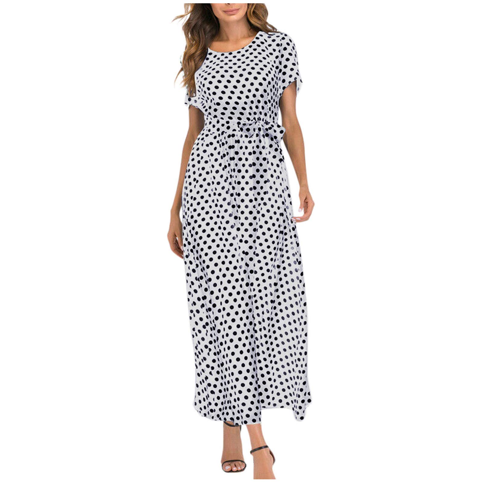 Women's Mini Swing Skater Dress - Polka Dot Long Sleeve O-Neck Sun Dress for Summer Casual Wear | Perfect for Parties, Dates & Office Outfits