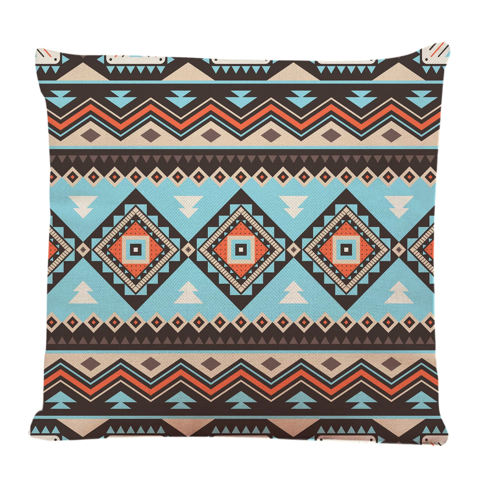 Aztec African Ethnic Square Throw Pillow Covers 18x18 Inch - Decorative Tribal Cushion Cases for Sofa, Couch & Bed - Boho Home Decor & Living Room Accent