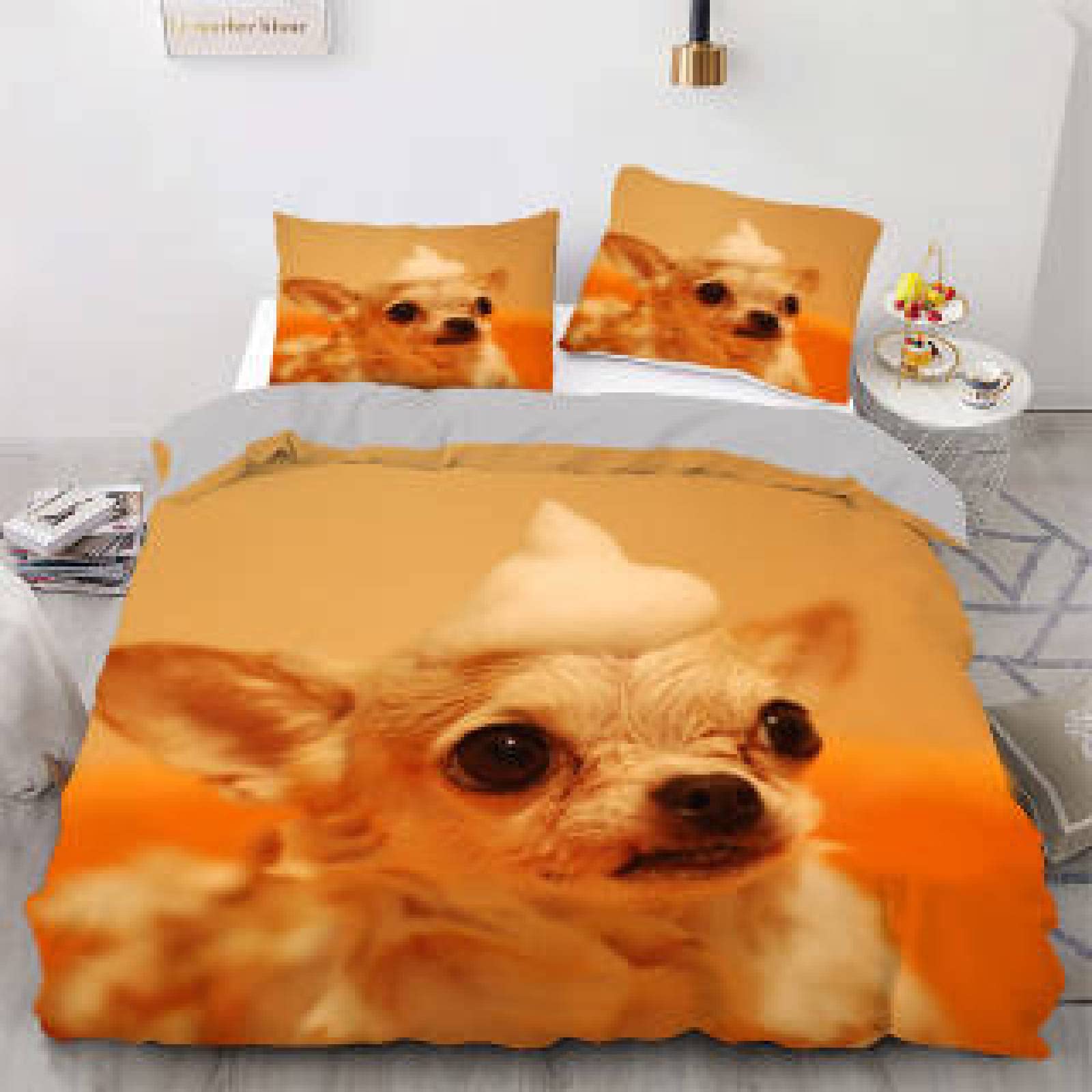 Queen Size Comforter Set - Green Samoyed Dog Print, 110g/㎡ Soft Microfiber Duvet Cover with 2 Pillowcases (20x36 Inches) - Bedding for Teens, Boys & Girls - Perfect for Cozy Bedrooms & Dorm Rooms
