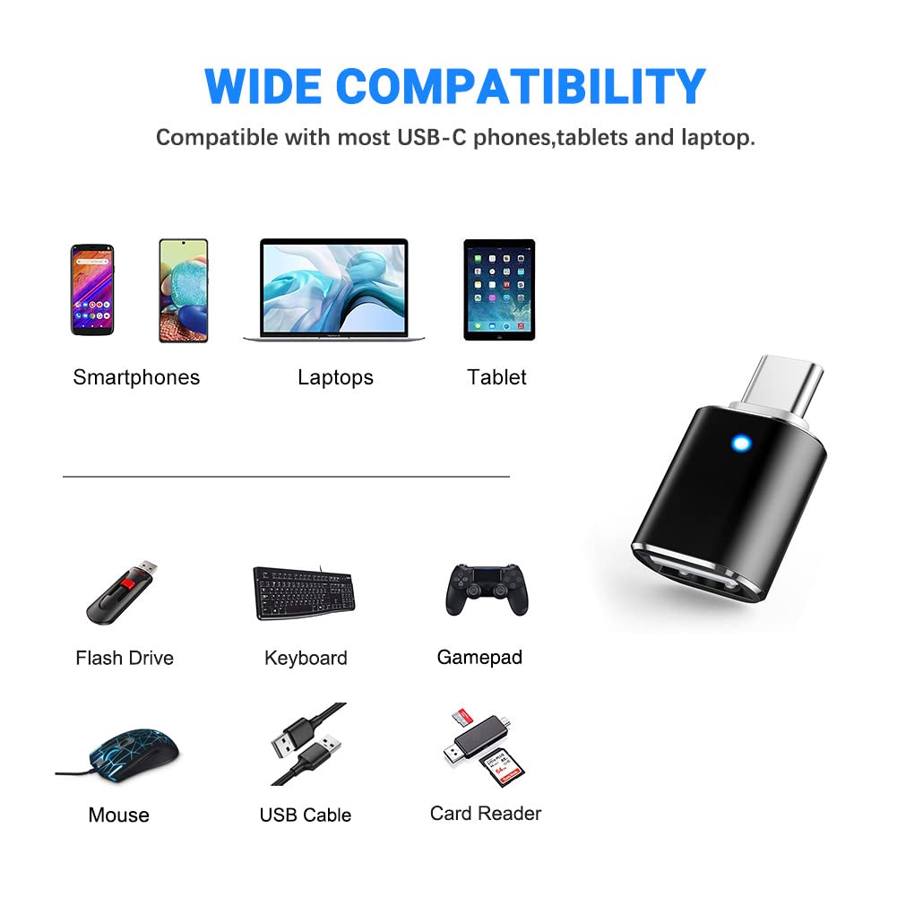 BORLTER USB C to USB 3.0 Adapter (2 Pack) - OTG Type-C to USB-A Male to Female Converter for MacBook, Samsung Galaxy, iPad Pro, Laptops - Fast Data Transfer & Charging - Perfect for Office, Travel & Home Use - Black