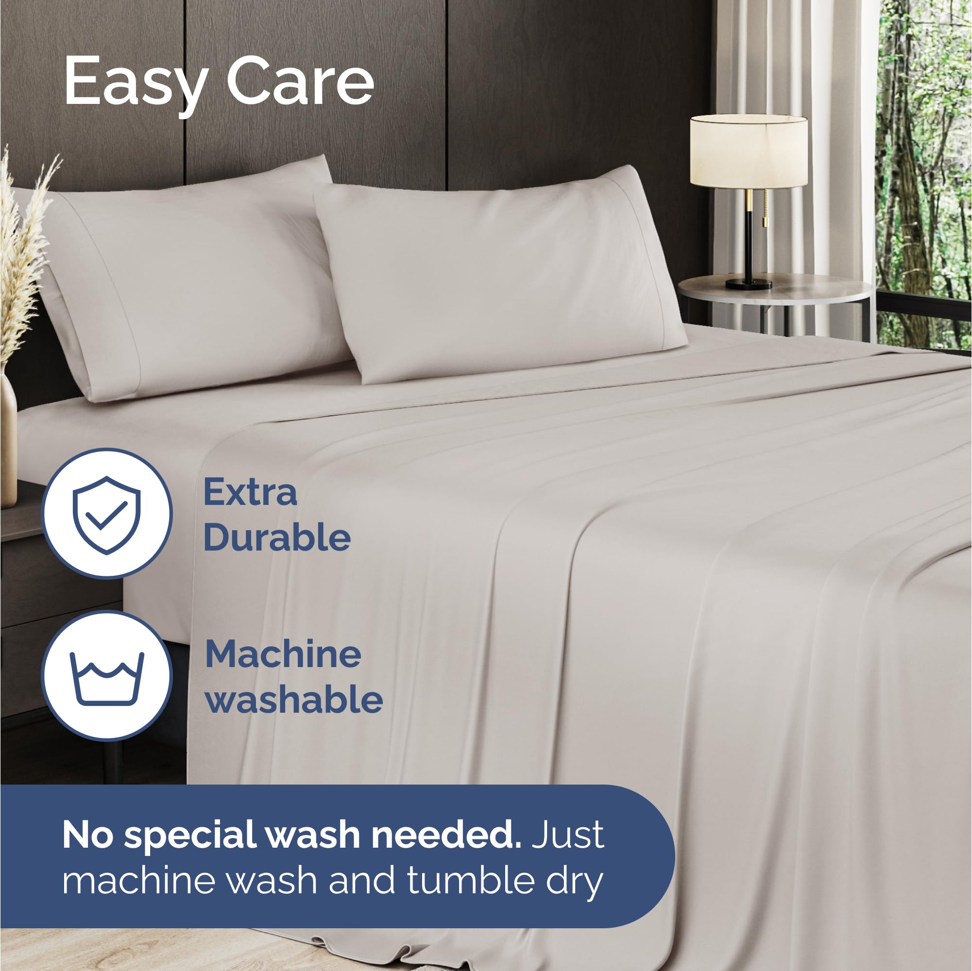 Queen Size Bamboo Sheets Set - 100% Rayon from Bamboo Cooling Bedding - Soft, Breathable Luxury Hotel Quality - Includes 1 Flat Sheet, 1 Fitted Sheet & 2 Pillowcases (16