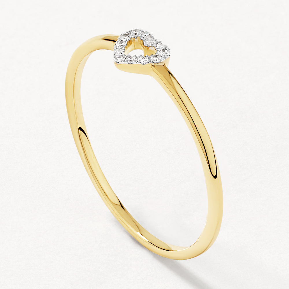 10k Gold Micro Pave Diamond Open Heart Ring - Elegant Dainty Jewelry for Women, Perfect for Valentine's Day, Anniversary & Romantic Gifts