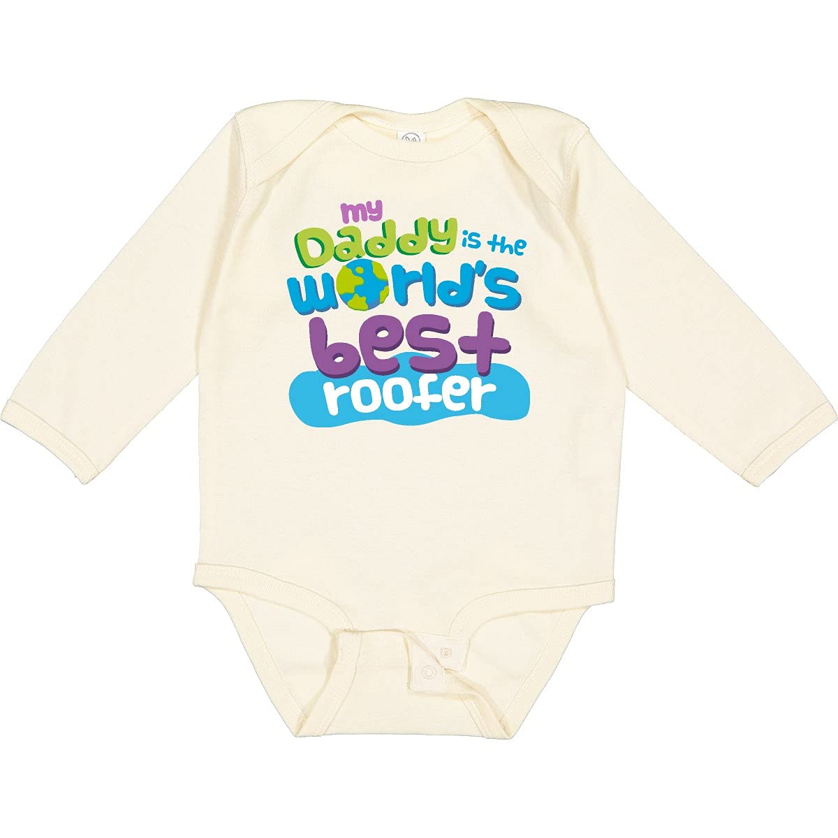 Inktastic Daddy Worlds Best Roofer Long Sleeve Creeper - Soft Baby Bodysuit for Boys & Girls - Perfect for Playtime, Family Outings & Photo Shoots