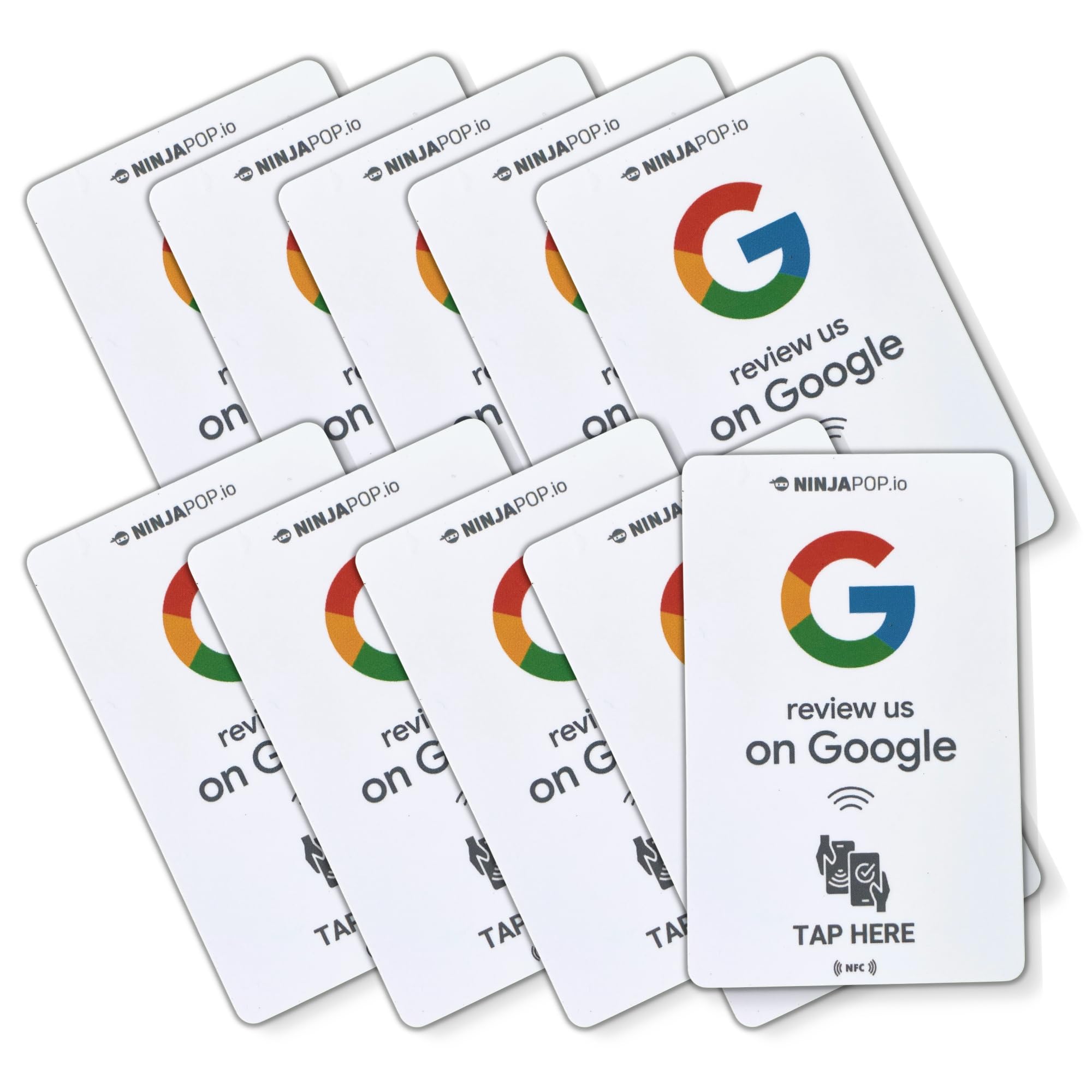 10 Pack Ninja Pop NFC Review Cards - Share Your Google Review Link Easily - Perfect for Businesses, Restaurants & Retail Stores to Boost Online Reviews