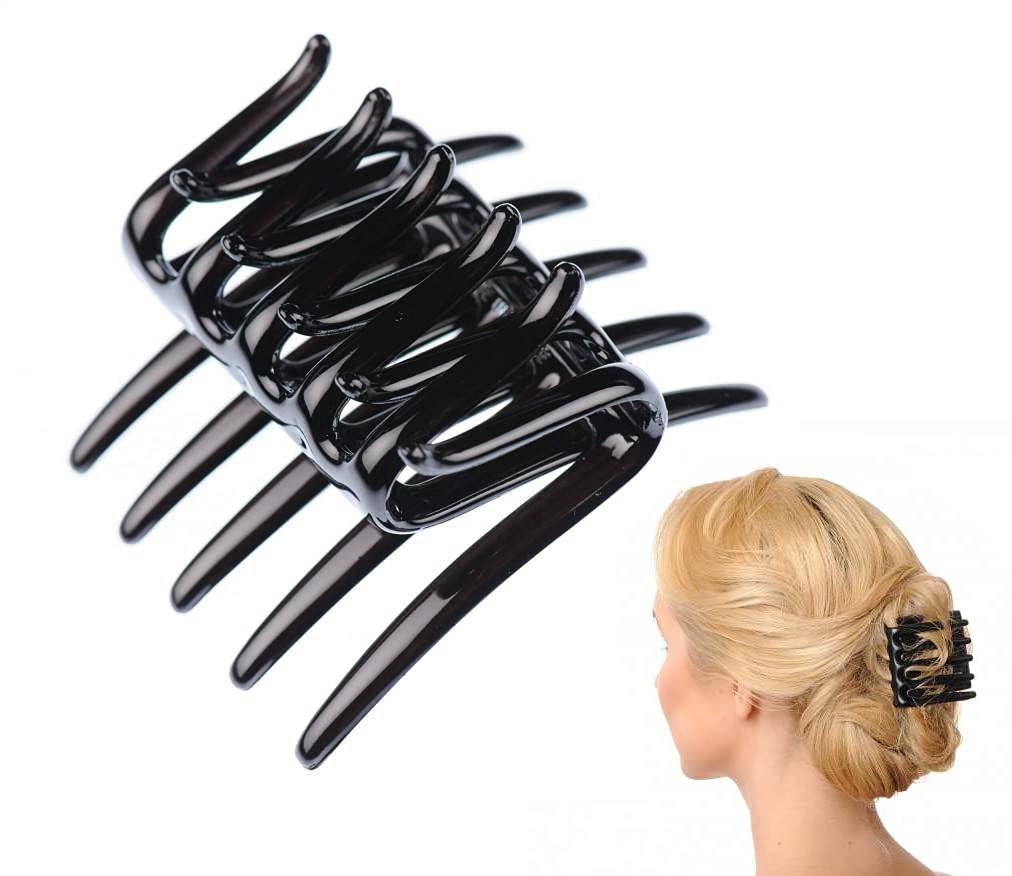 Butterfly Hair Clips for Women & Girls - 2-Pack Interlocking Ponytail Holders, Non-Slip Hair Accessories (Black) - Perfect for School, Work, Parties & Everyday Hairstyles