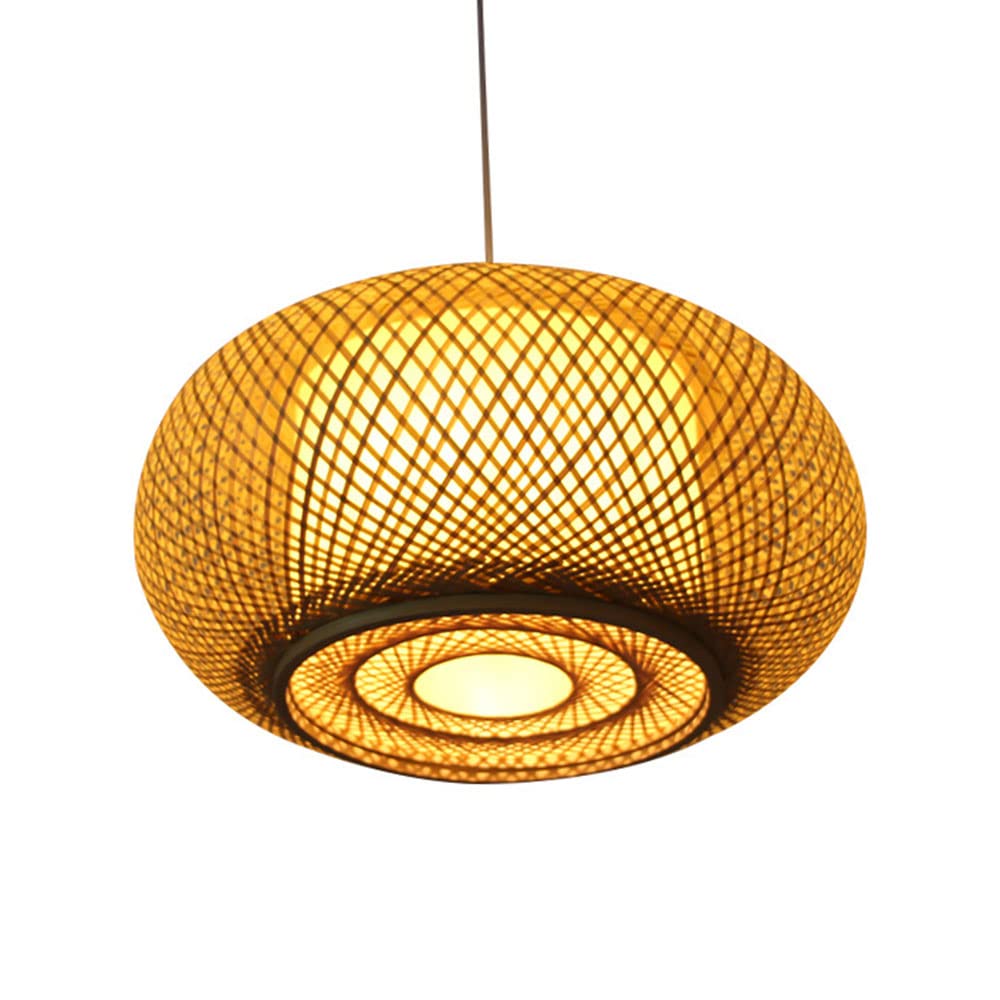 Natural Bamboo Woven Pendant Light - Handcrafted Bamboo Lantern Lampshade for Ceiling | Eco-Friendly Lighting Fixture for Restaurant, Corridor, Living Room, Bedroom & Outdoor Patio Decor