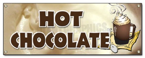 Hot Chocolate Banner Sign - Premium Cocoa Flavor Maker for Coffee Shops & Bakeries - Perfect for Winter Drinks, Holiday Decor & Cafe Signage