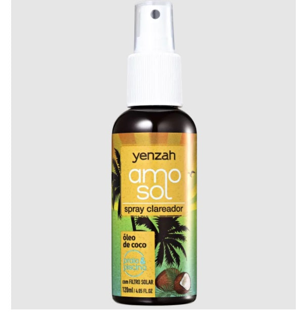 Amo Sol Coconut Solar Protection Hair Lightning Post Sun Spray 120ml - Natural UV Defense & Hair Repair for Sun-Damaged Hair - Perfect for Beach, Pool & Outdoor Activities