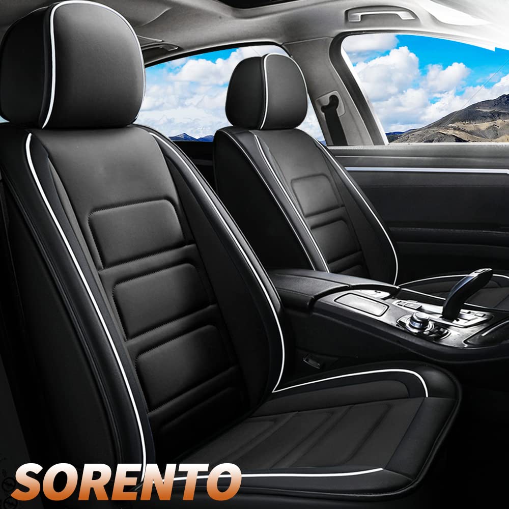 Premium Custom Fit Car Seat Covers for Kia Sorento 2007-2021 - Waterproof Faux Leather Full Set with Airbag Compatibility | Perfect for Road Trips, Daily Commutes & Family Protection