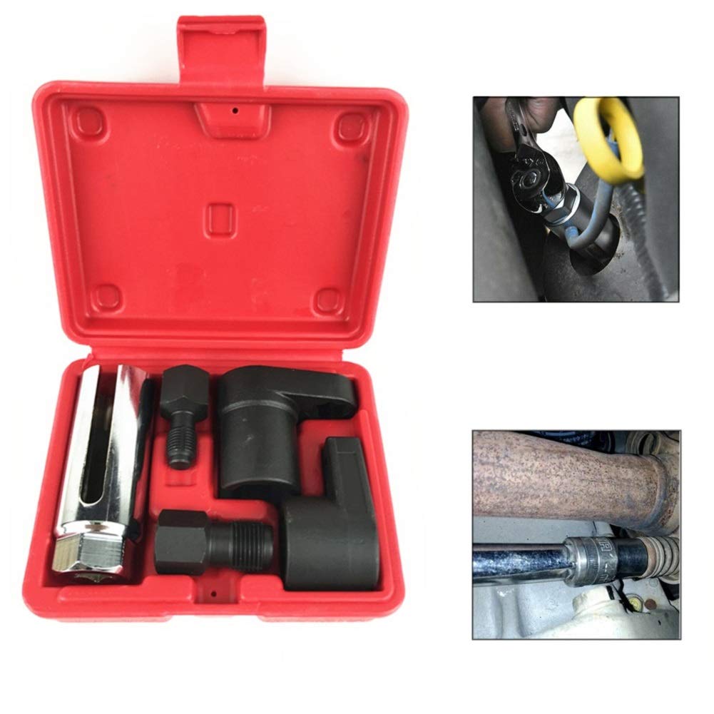 Oxygen Sensor Socket Wrench Remover Tool and Thread Chaser Set - 5 Pcs, 02 Oxygen Sensor Socket Offset Wrench Remover Tool with A7841F-FBA Thread Chaser - Perfect for Automotive Repair and Maintenance by Lucky Seven