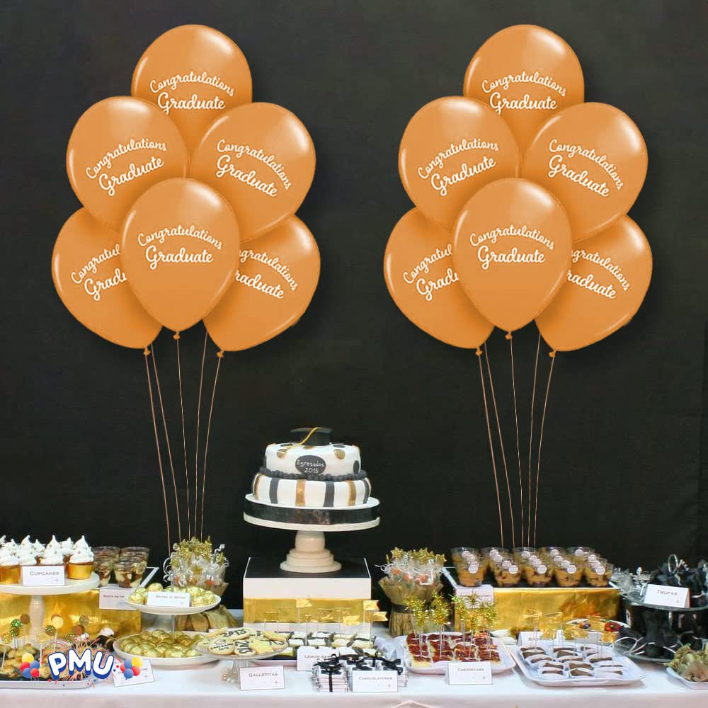 Premium Orange Graduation Balloons - Congrats Grad Script Latex Balloons (12/Pack) for Graduation Party Decorations & Supplies | Perfect for PMU Graduation Celebrations, College Graduation Parties & Commencement Decor