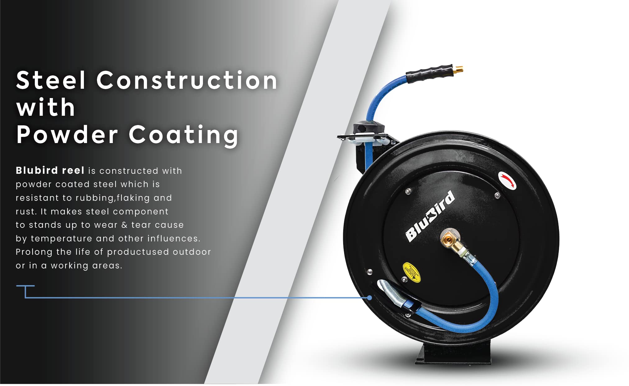 BluBird 20ga Retractable Air Hose Reel - Heavy Duty 3/8