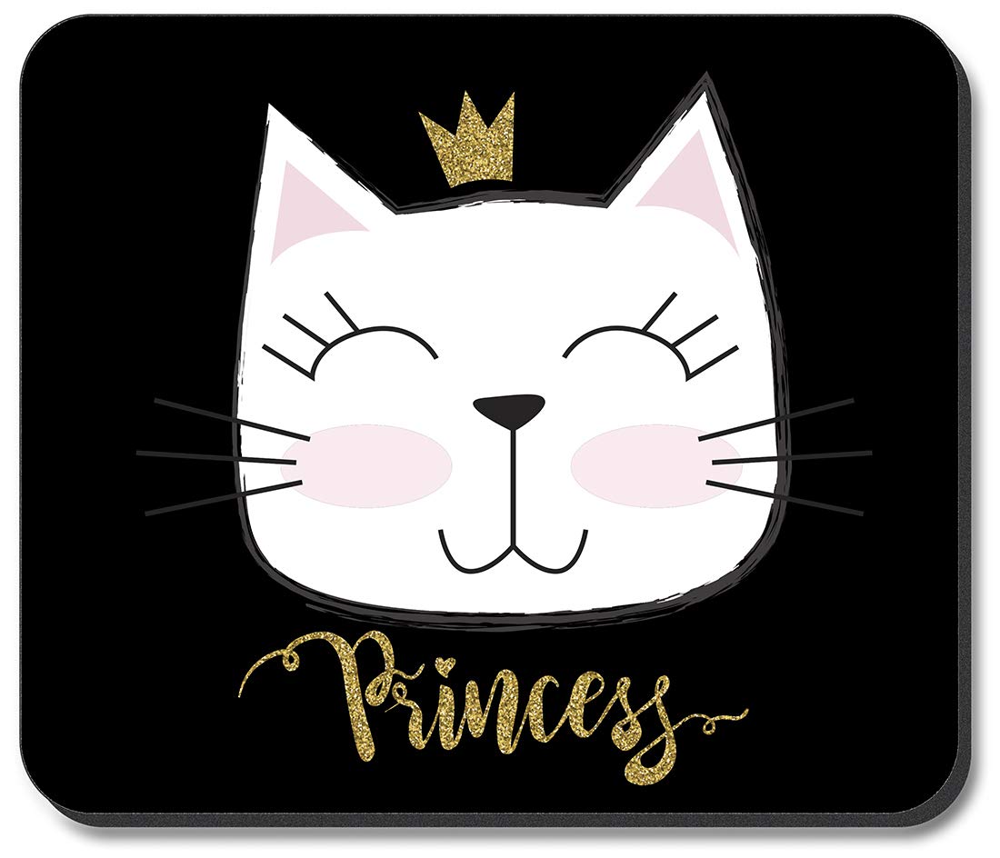 Premium Art Plates Mouse Pad - Cute Princess Cat Design for Office & Gaming | Non-Slip Rubber Base, Smooth Surface for Computers & Laptops | Perfect Gift for Cat Lovers & Anime Fans