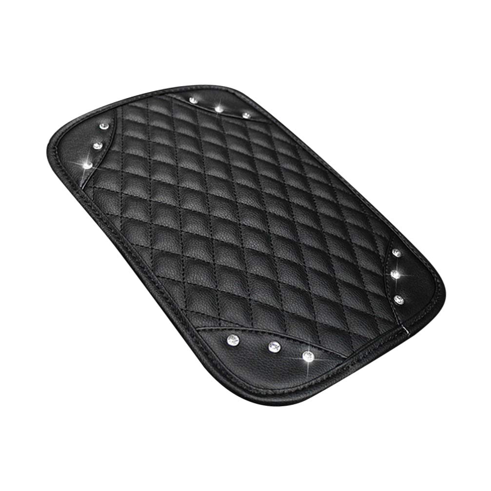 Garneck Car Armrest Cushion with Rhinestone Design - Black Center Console Pillow Cover, Armrest Box Riser Mat for Enhanced Comfort in Cars, SUVs, and Trucks - Perfect for Long Drives and Daily Commutes