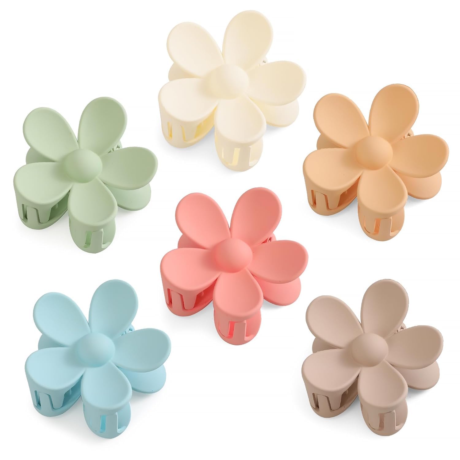 4 Pcs Matte Flower Hair Clips for Women & Girls - Large Non-Slip Claw Clips in Multicolor - Perfect for School, Work, and Everyday Hairstyles