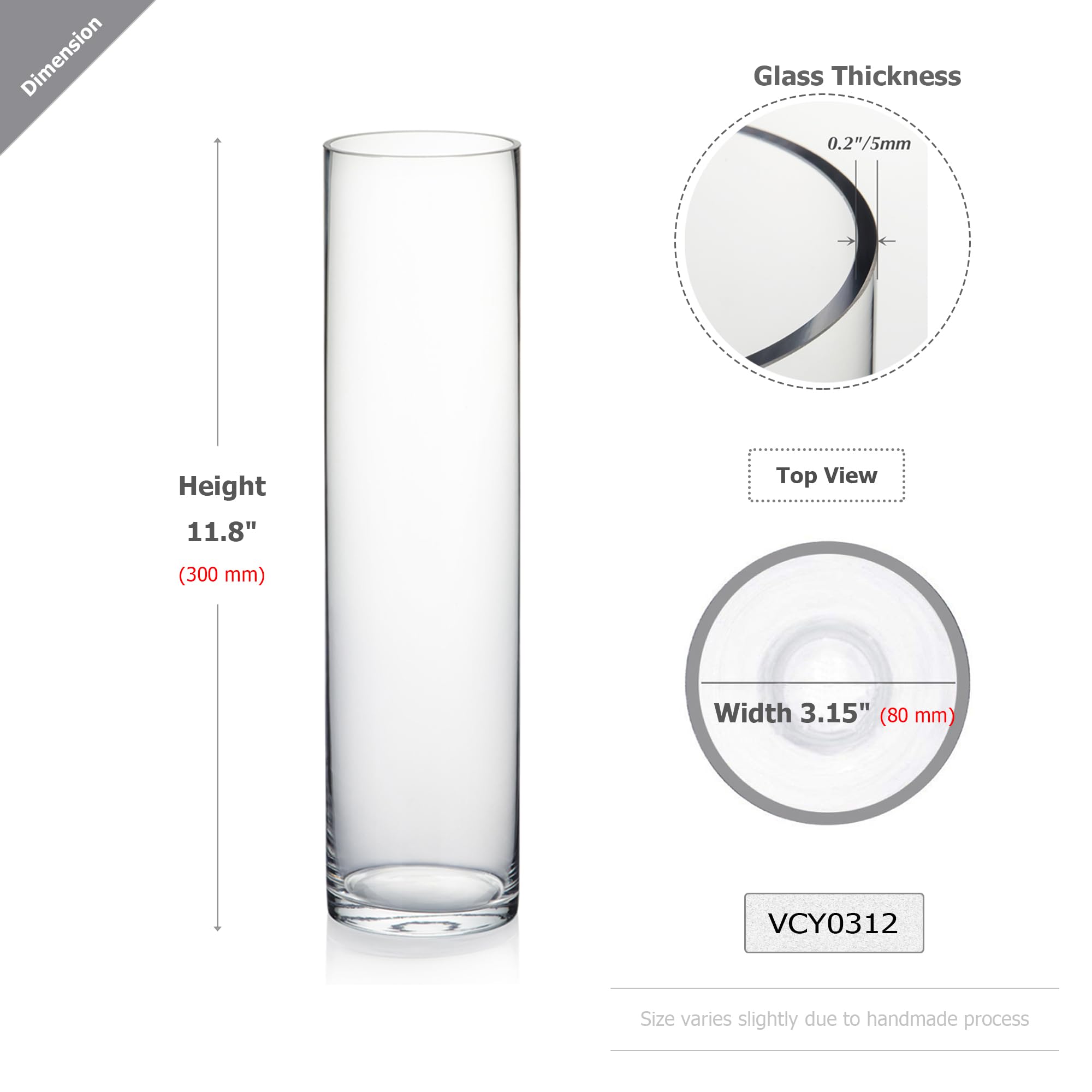 Premium Clear Cylinder Glass Vases - 3