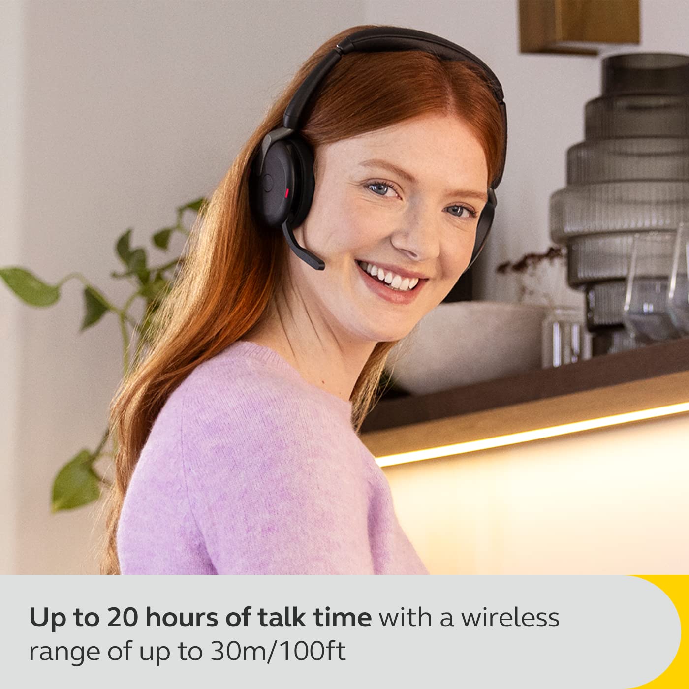 Jabra Evolve2 65 Flex Stereo Bluetooth Headset with Wireless Charging Pad - Noise Cancelling ClearVoice & Hybrid ANC - Microsoft Teams Certified - Black - Perfect for Remote Work, Online Meetings & Office Calls