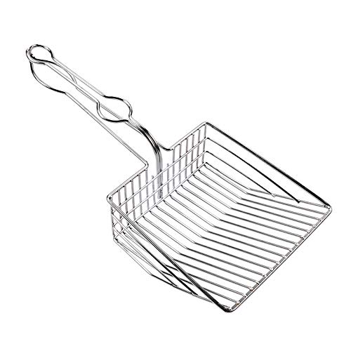 Premium Metal Cat Litter Scoop - Heavy Duty Stainless Steel Sifter Shovel for Instant Waste Removal | Durable Electroplated Design (Silver) | Perfect for Multi-Cat Homes & Odor Control