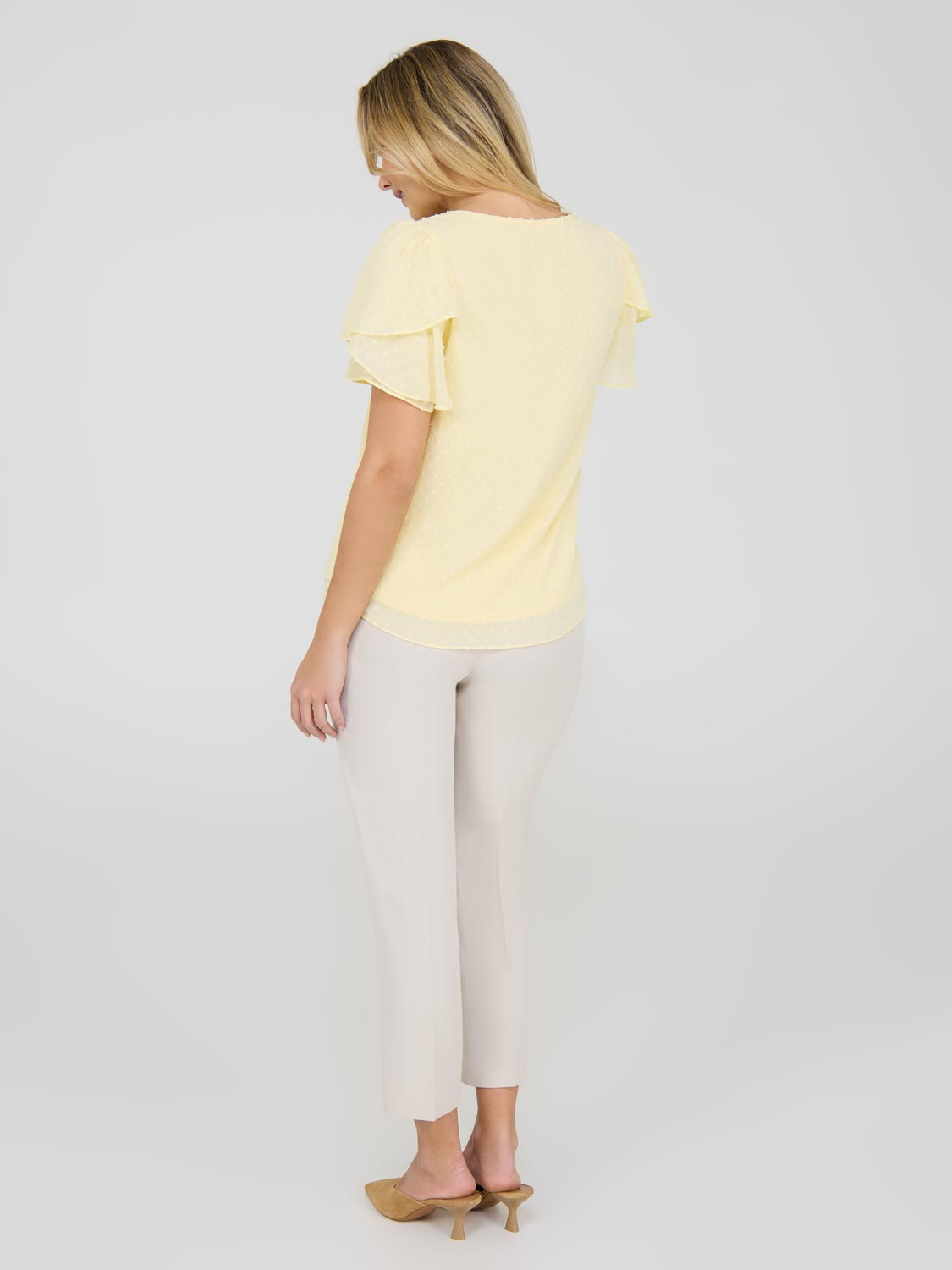 Elegant Tulip Sleeve Clip Dot Chiffon Blouse for Women | Flowy Summer Tops | Perfect for Office, Date Night & Special Occasions