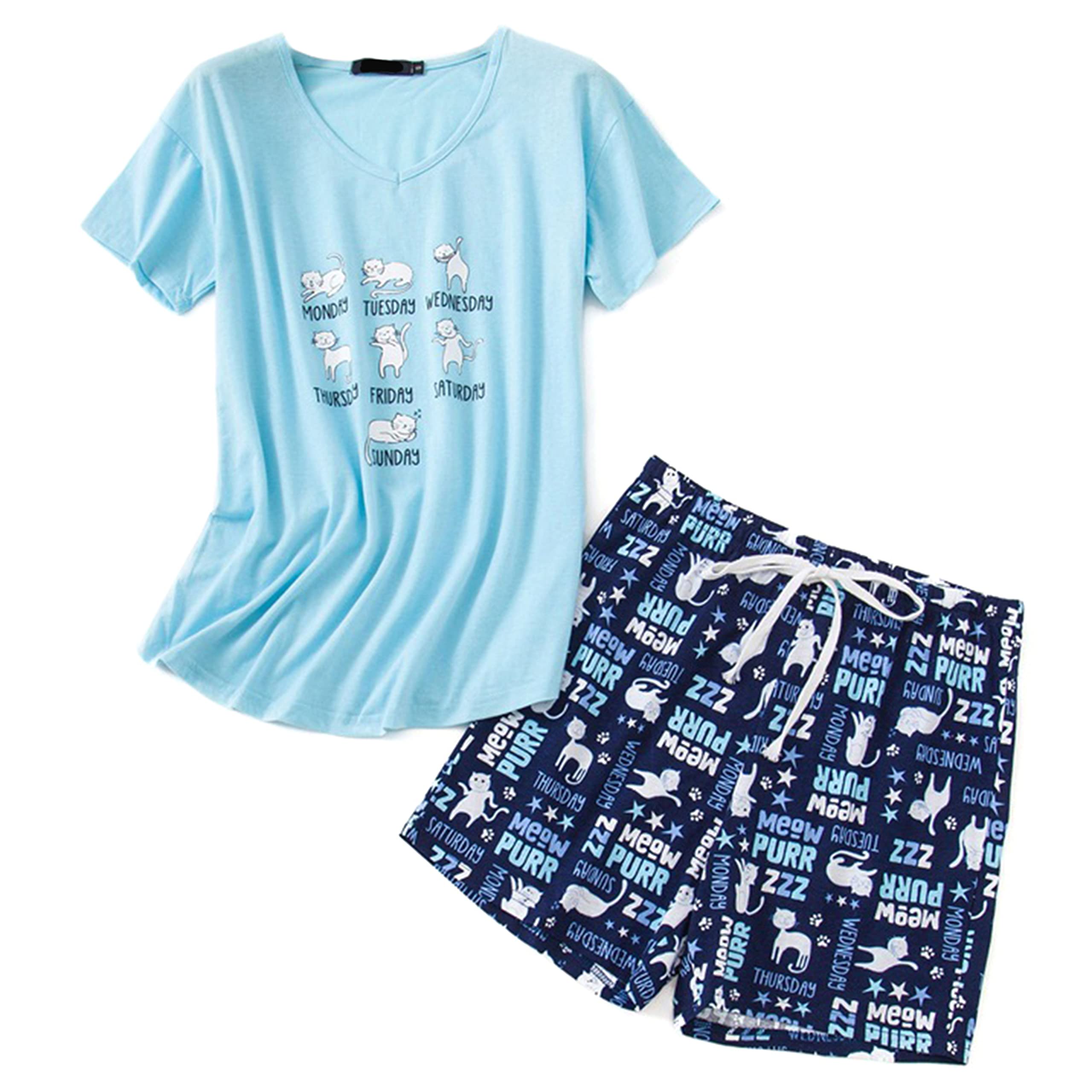 PNAEONG Women's Cotton Sleepwear Set - Soft & Breathable Tank Top & Shorts Pajamas for Summer, Lounge, and Travel Comfort