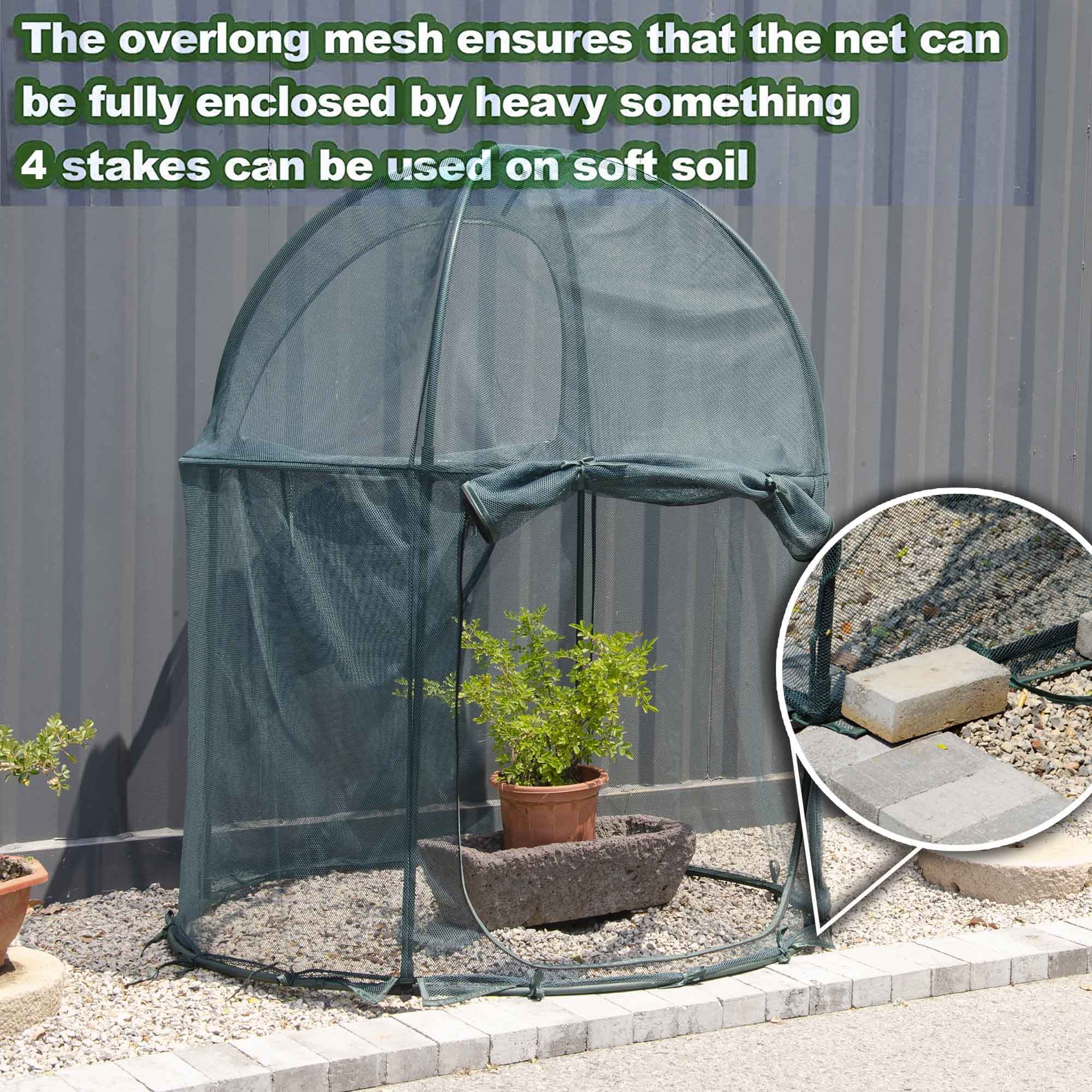 4'x4' Round Large Plant Mesh Cover - 4.9FT Tall Garden Netting Cage for Vegetables & Fruits | Durable Pest Protection | Perfect for Raised Beds, Greenhouses & Outdoor Gardening