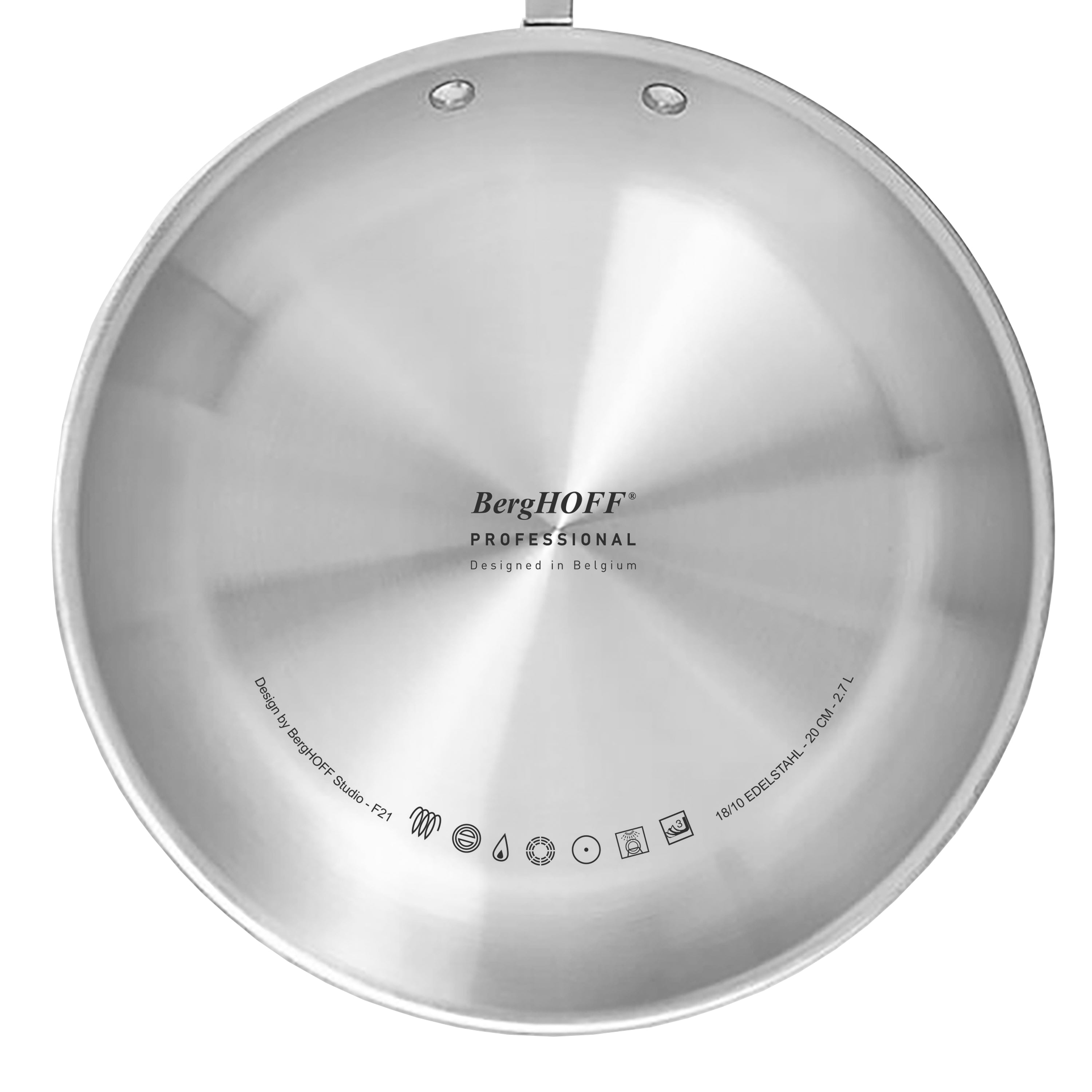 BergHOFF Professional Tri-Ply 18/10 Stainless Steel 10-Inch Nonstick Fry Pan - Perfect for Searing, Sautéing & Frying - Ideal for Home & Professional Kitchens