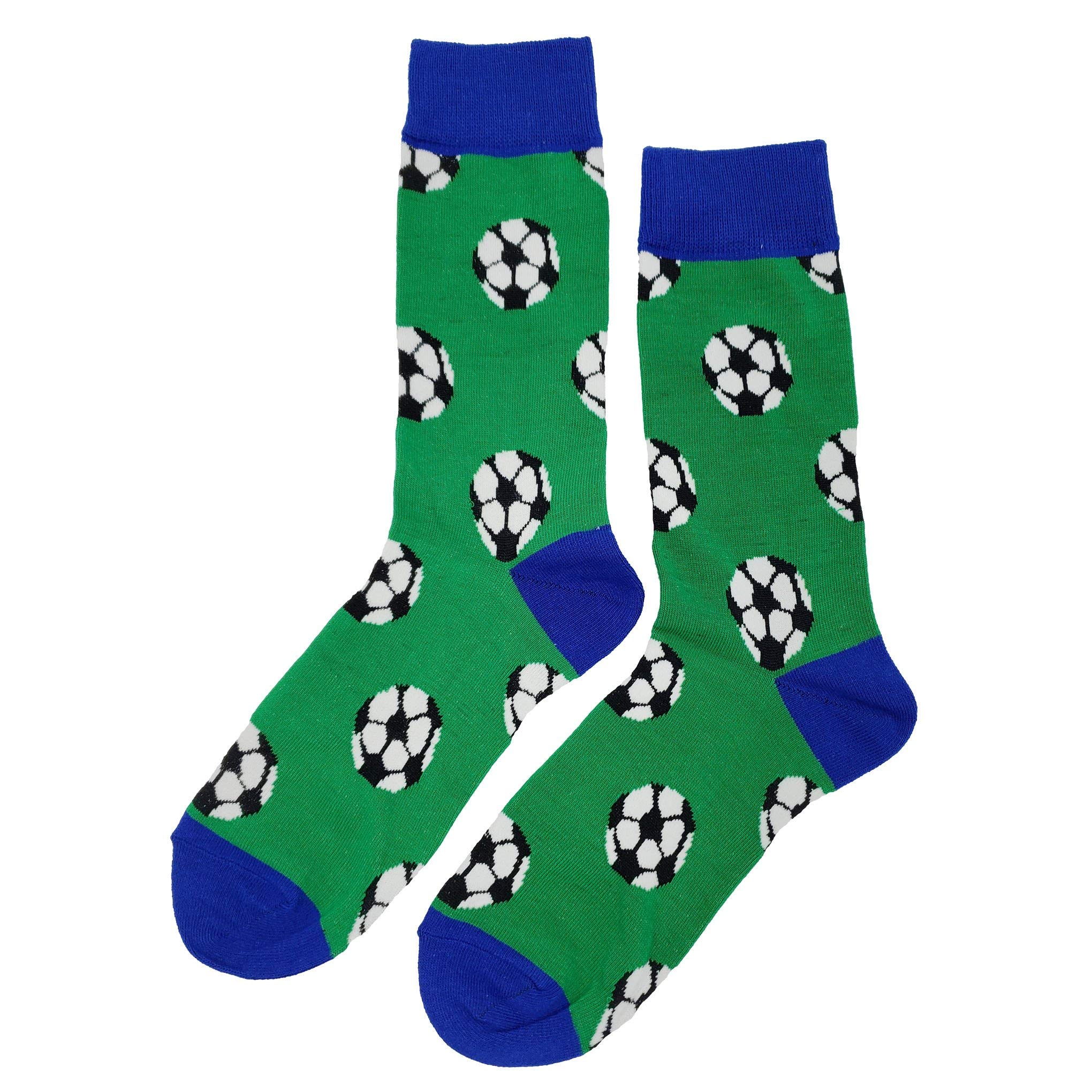 Funny Soccer Ball Dress Socks for Men - Novelty Crazy Fun Design, Cotton Crew Socks Size 8-12, Colorful Funky Fancy Gift - Perfect for Soccer Fans, Casual Wear & Gag Gifts