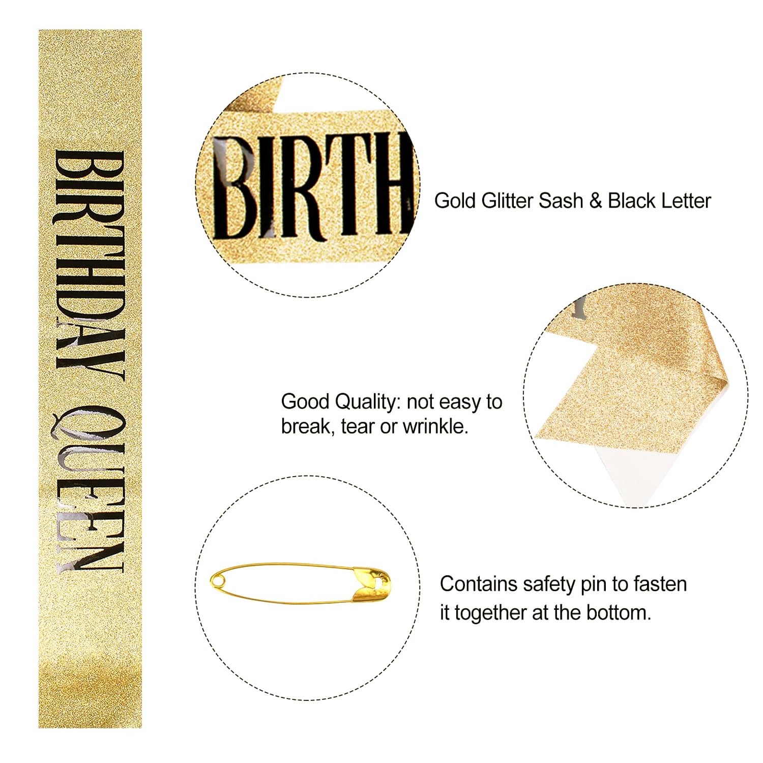 Sparkling Gold Rhinestone Tiara & Queen Sash Set for Women - Elegant Birthday Crown & Pageant Accessories | Perfect for Birthday Parties, Bachelorette Events, Beauty Pageants, Weddings & Special Occasions | Great for Photo Shoots, Costume Parties & Royal-Themed Celebrations | Ideal for Prom, Quinceañera, Cosplay & Princess-Themed Events