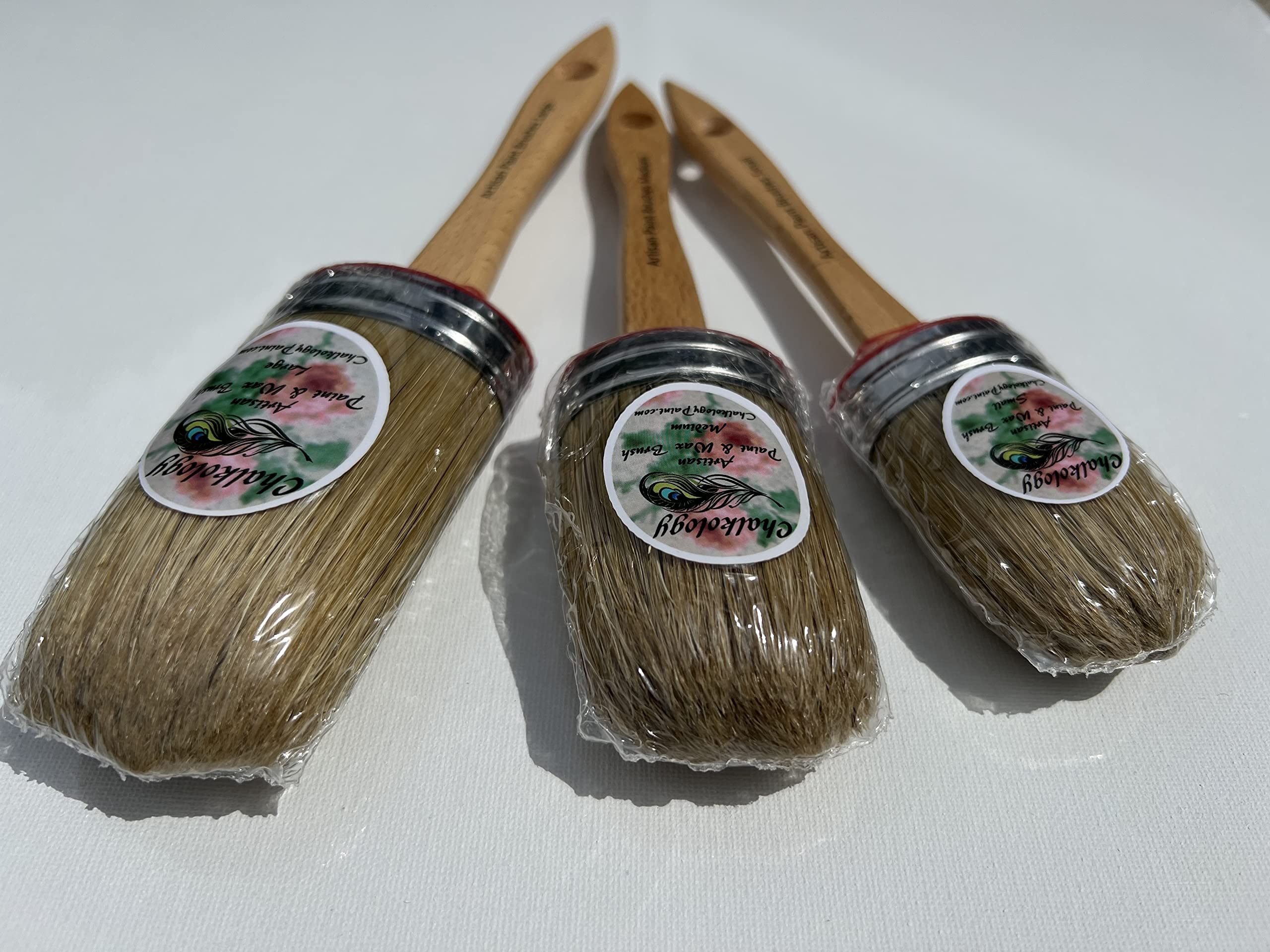 Premium Chalk Paint & Wax Brushes Set - Natural Bristles for Smooth DIY Finishing | Perfect for Furniture Upcycling, Home Decor & Craft Projects