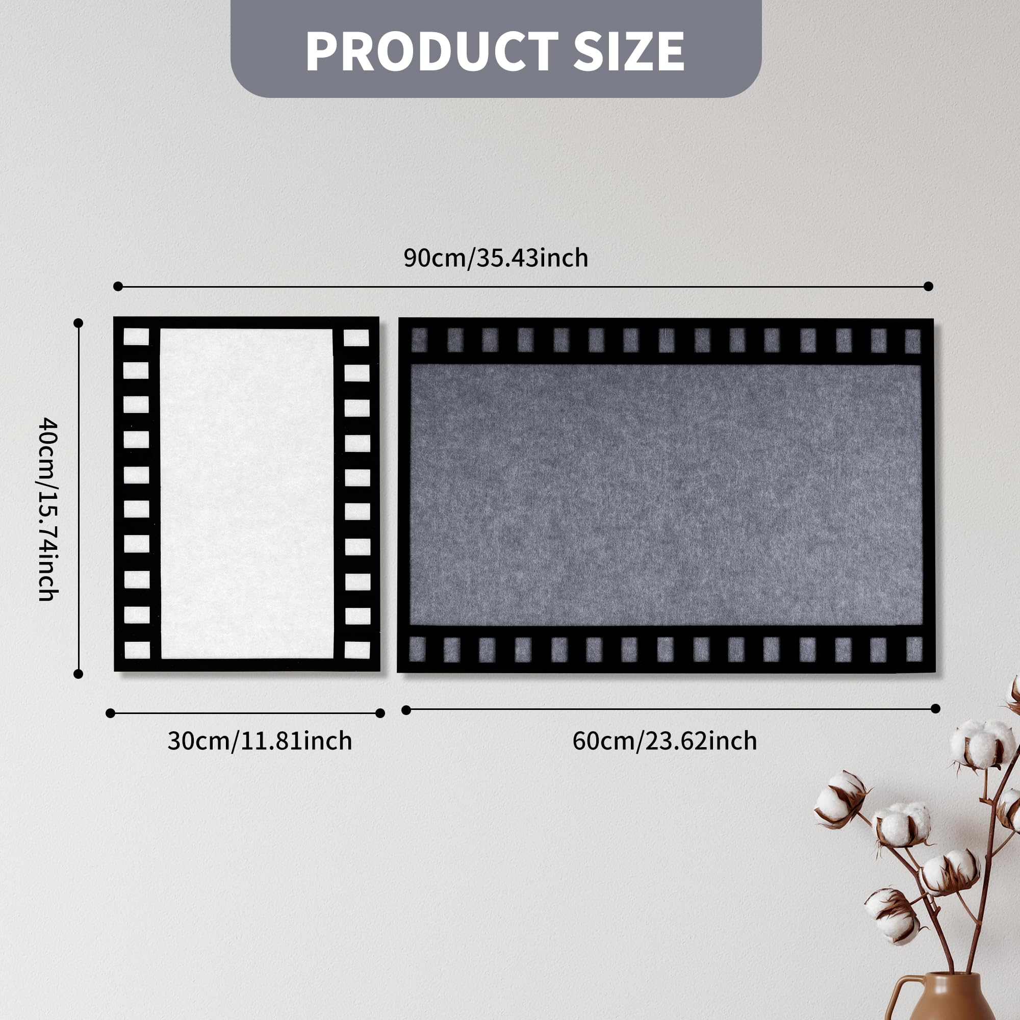 2-Pack Self-Adhesive Felt Bulletin Board Tiles for Wall - White & Grey Memo Board for Photos, Pictures, Notes (23.6