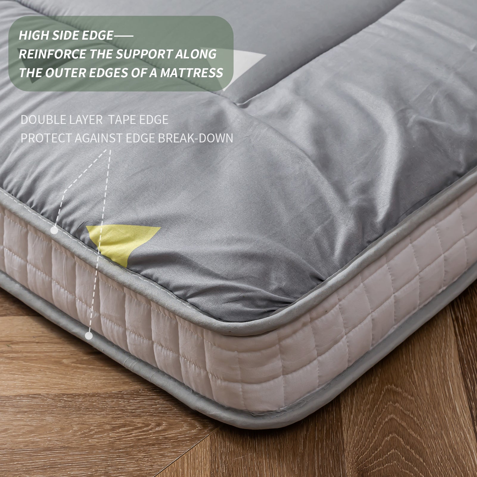 MAXYOYO Extra Thick Japanese Floor Mattress - Grey Triangle Futon Mattress for Adults, Foldable Sleeping Pad for Guest Bed, Camping & Home Use
