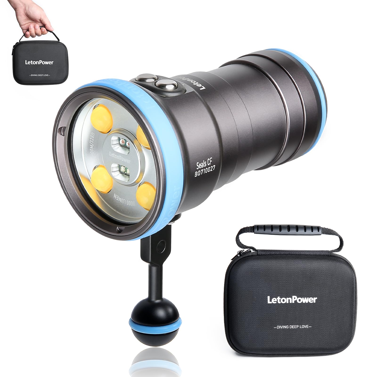 Professional 6000 Lumen Scuba Diving Light - 100m Waterproof Underwater Flashlight for Photography & Video, 96 CRI 120° Wide Beam - Perfect for Night Diving, Cave Exploration & Marine Life Observation