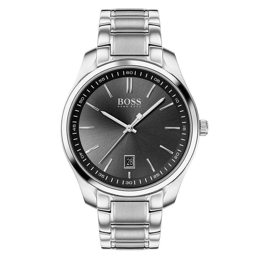 Hugo Black Men's Quartz Watch - Stainless Steel Strap, Silver & Black Dial, 20mm - Perfect for Business, Casual & Formal Occasions
