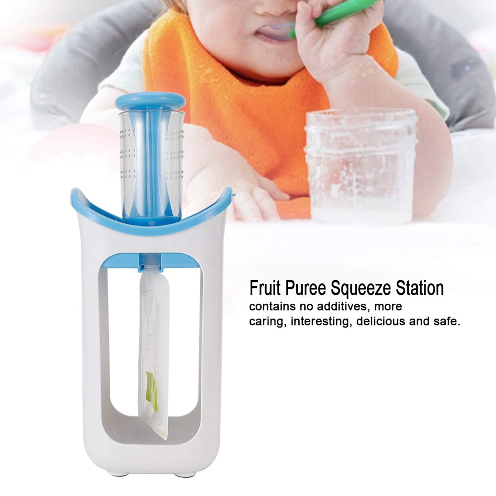 Portable Fruit Puree Squeezer Station - Food Pouches Filling System for Home Kitchen | Easy Baby Food Maker & Snack Packing Tool | Perfect for Meal Prep, Toddler Snacks & On-the-Go Nutrition (Blue)