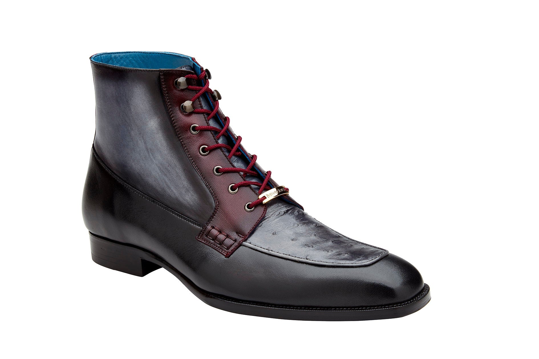 Belvedere Greco Genuine Ostrich Quill & Italian Leather Boots for Men - Black, Gray, Burgundy - R79 - Perfect for Formal Events, Weddings & Luxury Fashion