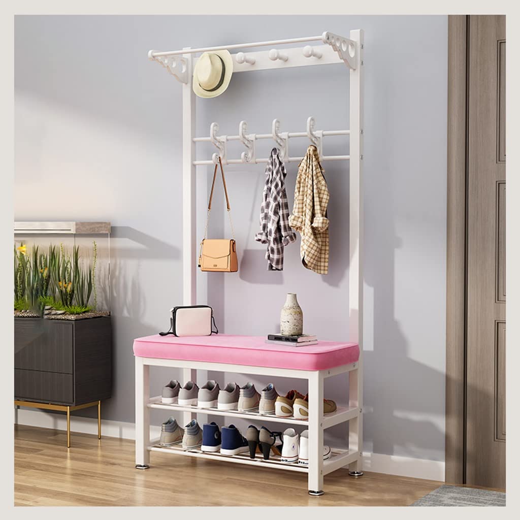 YAWEDA 4-in-1 Hall Tree Coat Rack with Shoe Storage Bench - Entryway Organizer with 16 Hooks & Metal Frame | Industrial Style Entryway Furniture for Home, Mudroom & Apartment | Easy Assembly for Living Room, Bedroom & Office