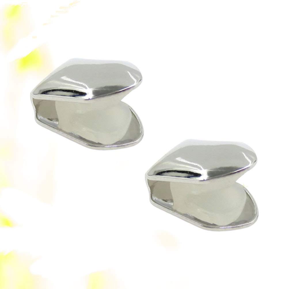 SUPVOX 2Pcs Silver Plated Small Single Tooth Cap - Hip Hop Grillz Teeth Jewelry for Men & Women - Perfect for Halloween, Costume Parties and Rap Performances