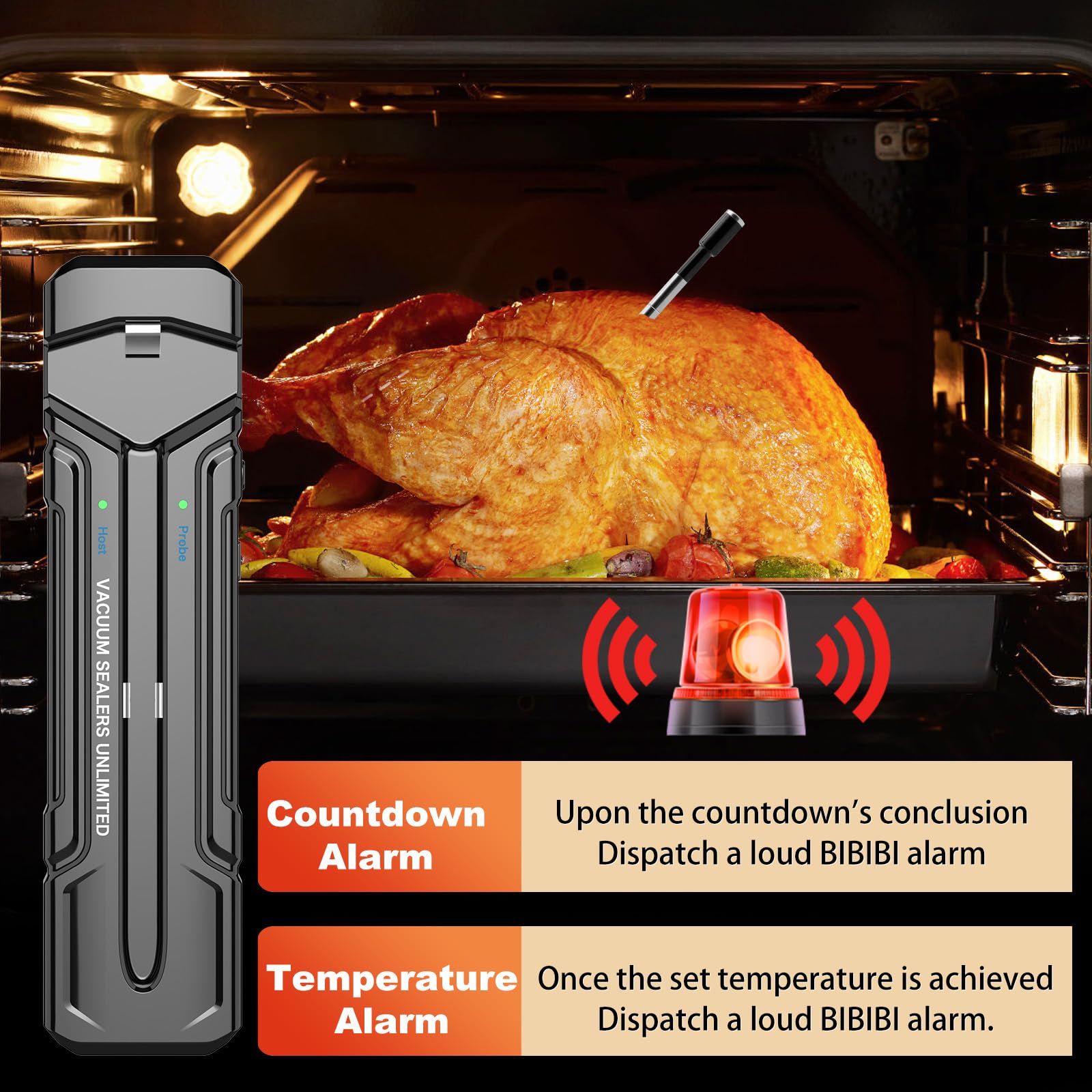 Smart Bluetooth Meat Thermometer - Wireless Digital Food Thermometer for Grilling, Smoking, BBQ, Oven Cooking with 500ft Remote Monitoring & Temperature Alerts | Perfect for Steak, Turkey, Chicken & More