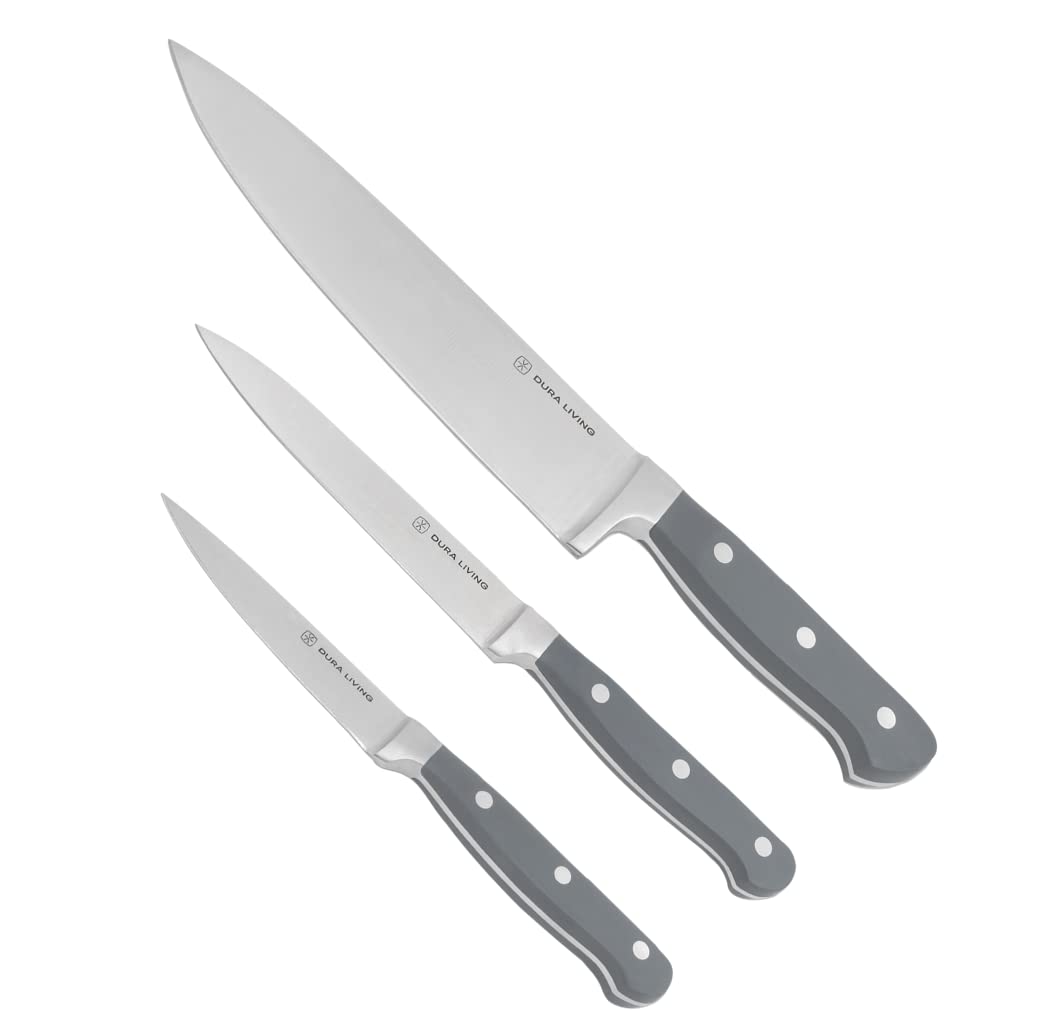 Premium 3-Piece Kitchen Knife Set - Ultra Sharp Forged High Carbon Stainless Steel Blades with 8
