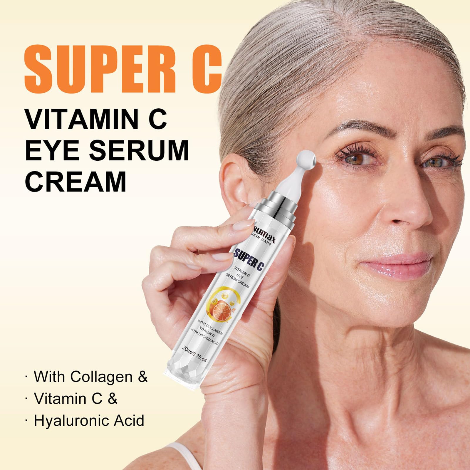 Vitamin C Hydrating Eye Cream - Anti-Aging Eye Treatment for Dark Circles & Puffiness | Collagen & Vitamin C Under Eye Serum to Reduce Fine Lines & Tighten Skin | Perfect for Night Routine & Morning Skincare