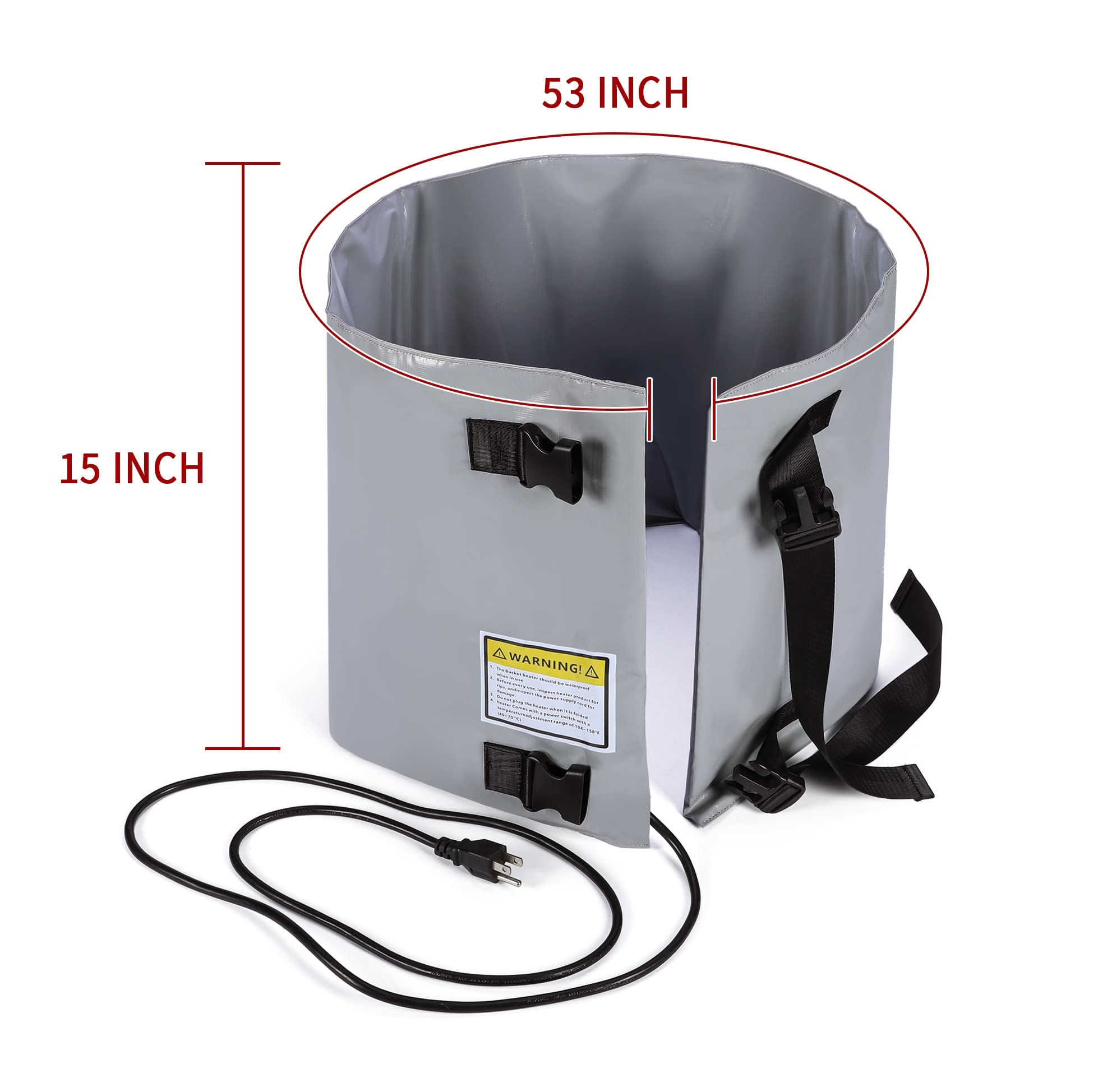 H&G Lifestyles 15-Gallon Insulated Pail Band Heater - 100W 120V Electric Drum Heater for Honey, Grease & Gas Cylinders - Adjustable Temperature Control - Perfect for Brewing, Candle Making & Food Processing