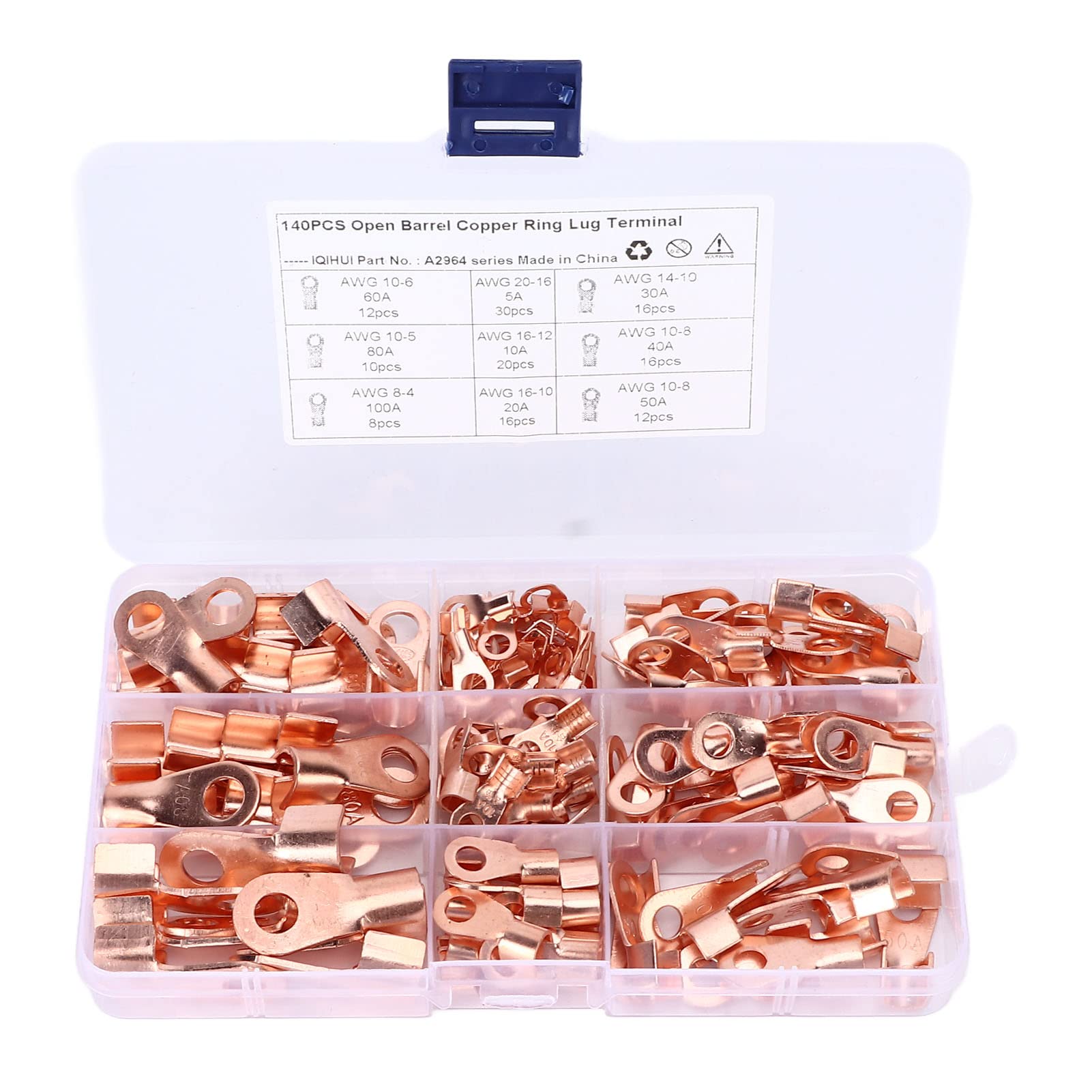 High-Quality Open Barrel Wire Crimp Terminal Lugs Connector - Heat Resistant Copper for Automotive Electrical Connections | Car, Truck, RV & Marine Wiring Applications