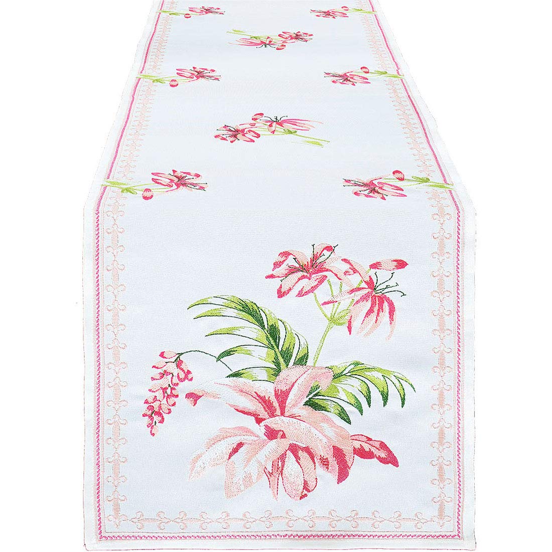 Simhomsen Burgundy Calla Lily Embroidered Table Runner 14x68 Inch - Elegant Floral Cross-Stitch Dresser Scarf for Easter, Spring Weddings & Home Decor - Perfect for Dining Tables, Buffets & Entryway Decorations