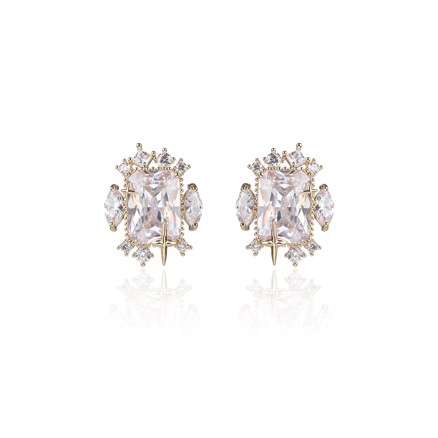 Square Cubic Zirconia Stud Earrings for Women - Elegant Wedding Jewelry & Girl Accessories - Perfect for Bridal, Anniversary & Special Occasion Gifts