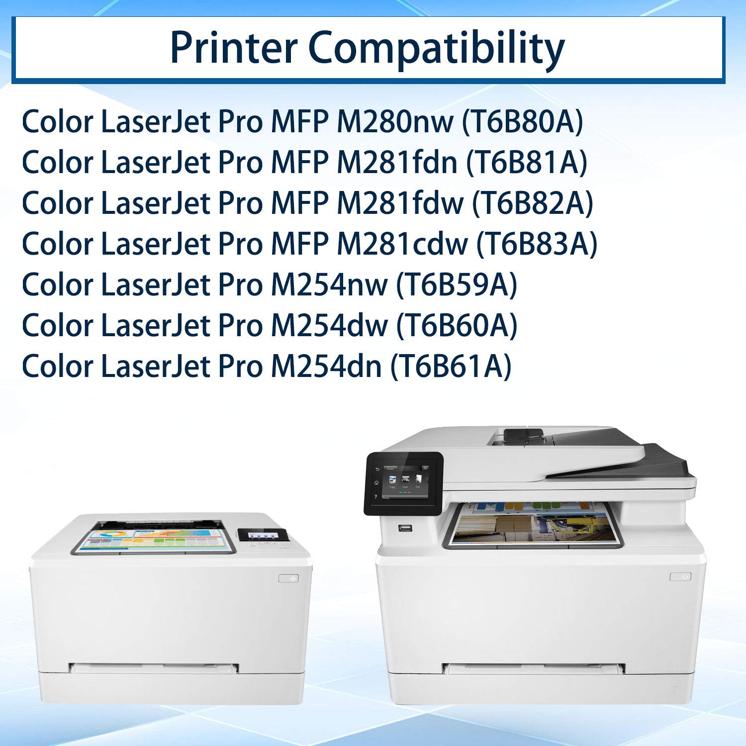 4-Pack (Black, Cyan, Yellow, Magenta) CF500X CF501X CF502X CF503X Compatible Toner Cartridges Replacement for HP Color LaserJet Pro MFP M280nw M281fdn M281fdw M281cdw M254nw M254dw M254dn Printers - Perfect for Home Office & Small Business Printing Needs