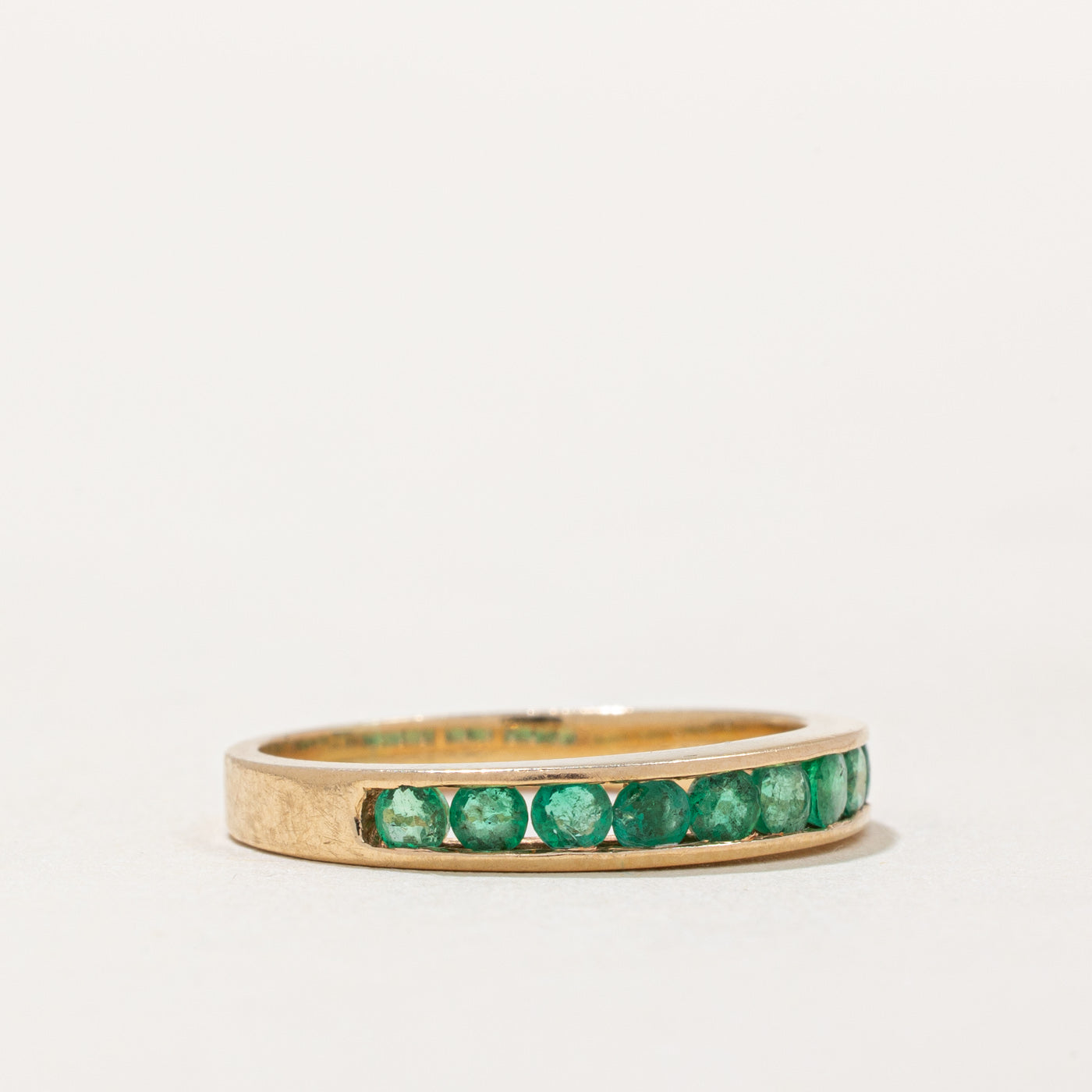 Semi Eternity Channel Set Emerald Band Ring - 0.30ctw Genuine Emerald, Size 6, 14K Gold Wedding Band, Anniversary Gift for Her - Perfect for Engagement, Promise Rings & Special Occasions