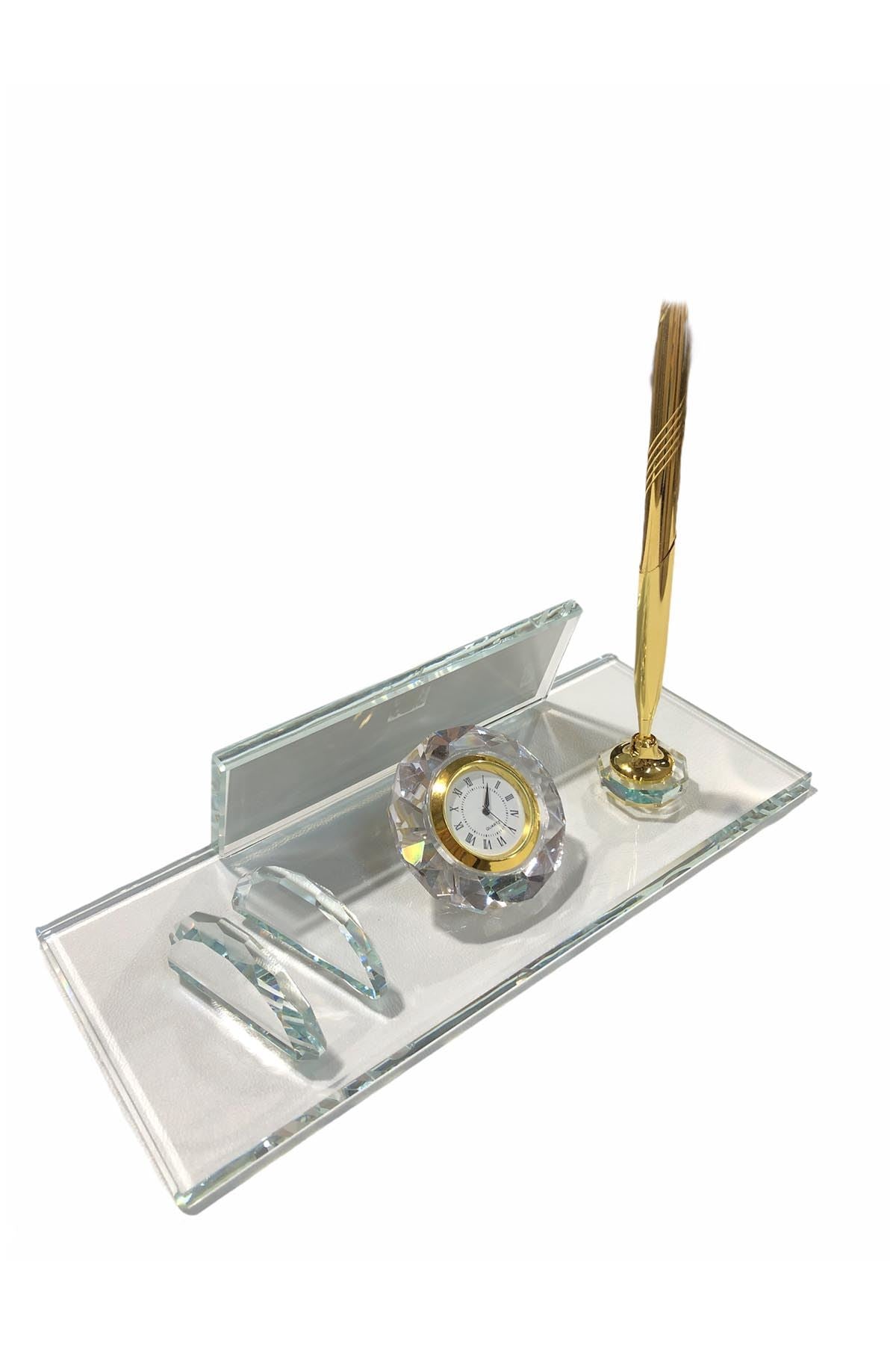 MOOG Premium Glass Desk Name Plate with Built-in Clock - Elegant Office Decor for Professionals & Executives | Perfect for Corporate Gifts, Workstations & Home Offices
