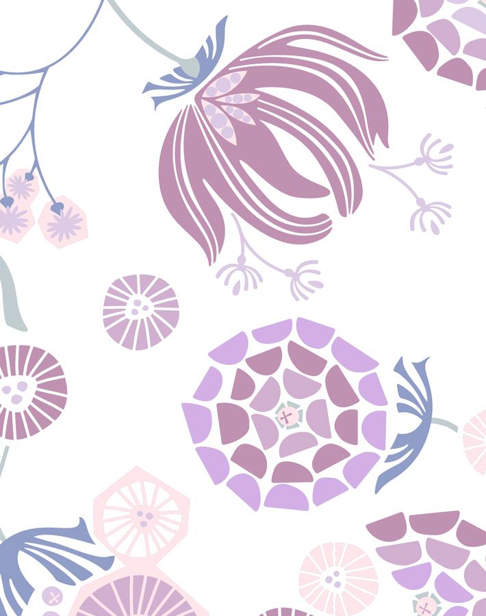 Mediterranean Floral Wallpaper | Lavender Botanical Peel & Stick Wallpaper for Bedroom, Living Room & Nursery Decor
