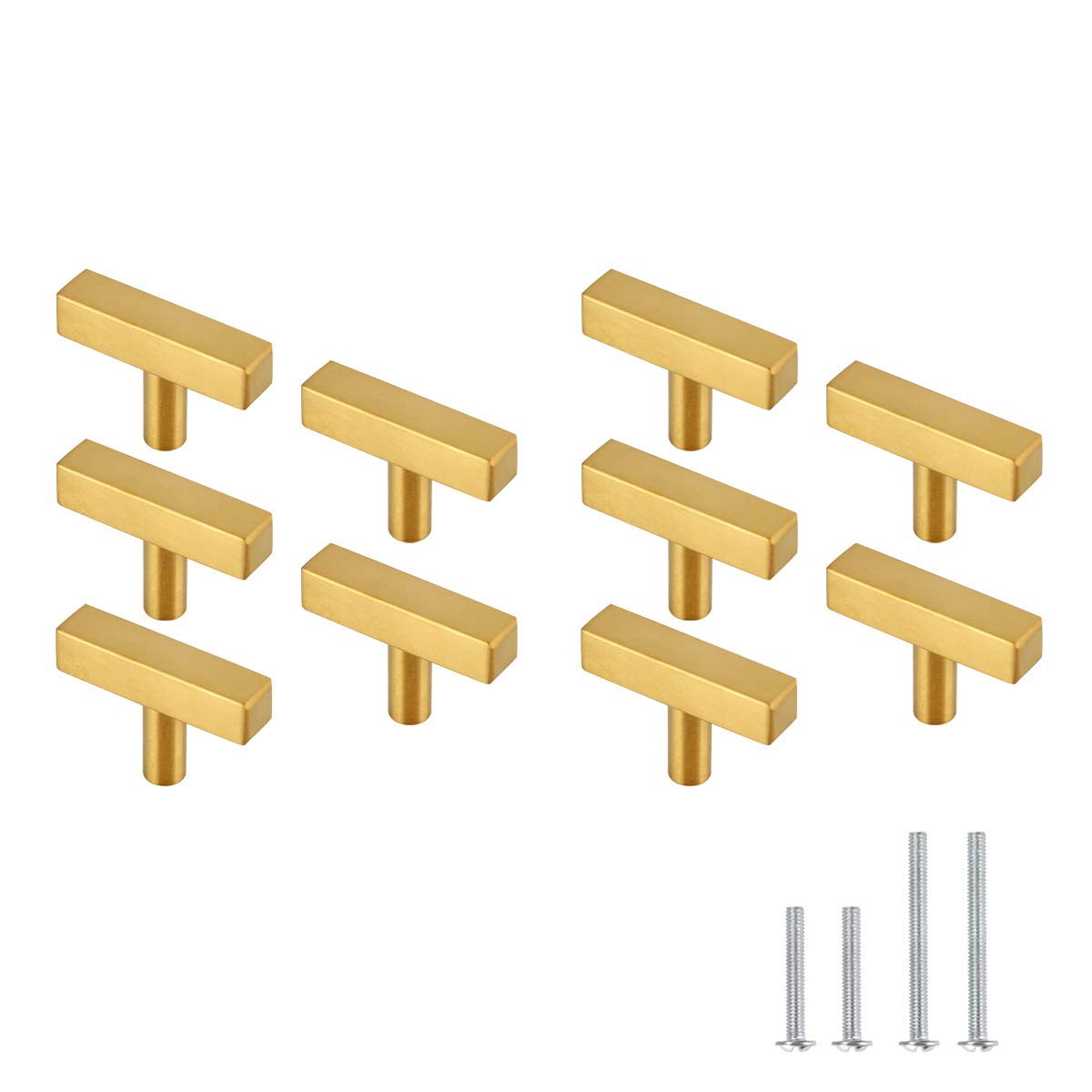 TMC Gold Cabinet Handles - 50 Pack 2 Inch (50mm) Stainless Steel Square Single Hole Pulls for Kitchen & Bathroom Cabinets - Premium Hardware for Drawers, Wardrobes & Furniture (THD1212GD-50PAMZ)