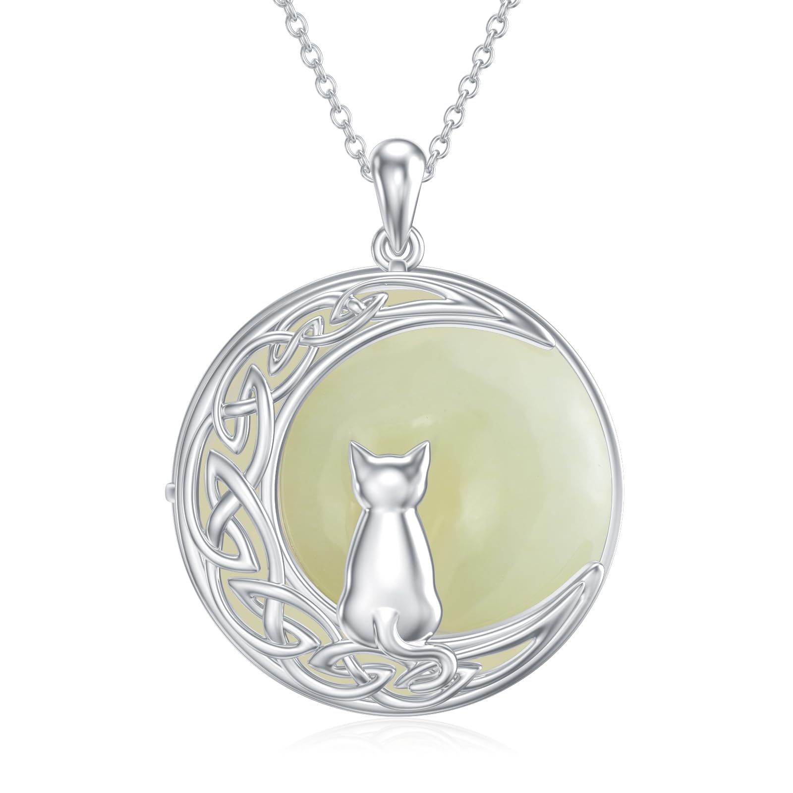 Elegant Sterling Silver Jade Necklace for Women - Round Cat, Hummingbird, Dragonfly & Bee Pendant Jewelry - Perfect Gift for Mom, Wife & Loved Ones - Ideal for Weddings, Anniversaries & Special Occasions